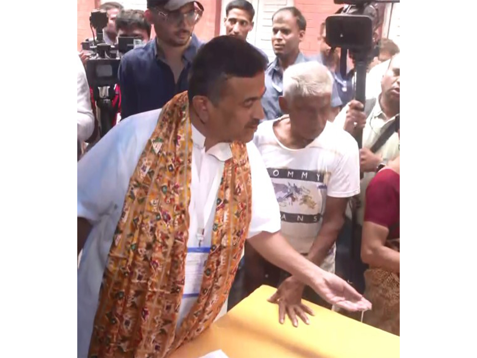 Suvendu Adhikari inspects polling station in Bhabanipur (Photo/ANI)  