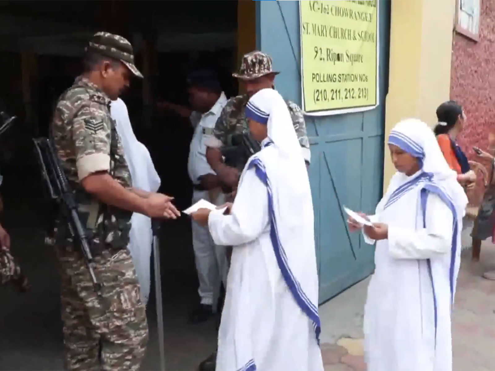 Nuns at St Mary's Church School cast their votes in Kolkata (
