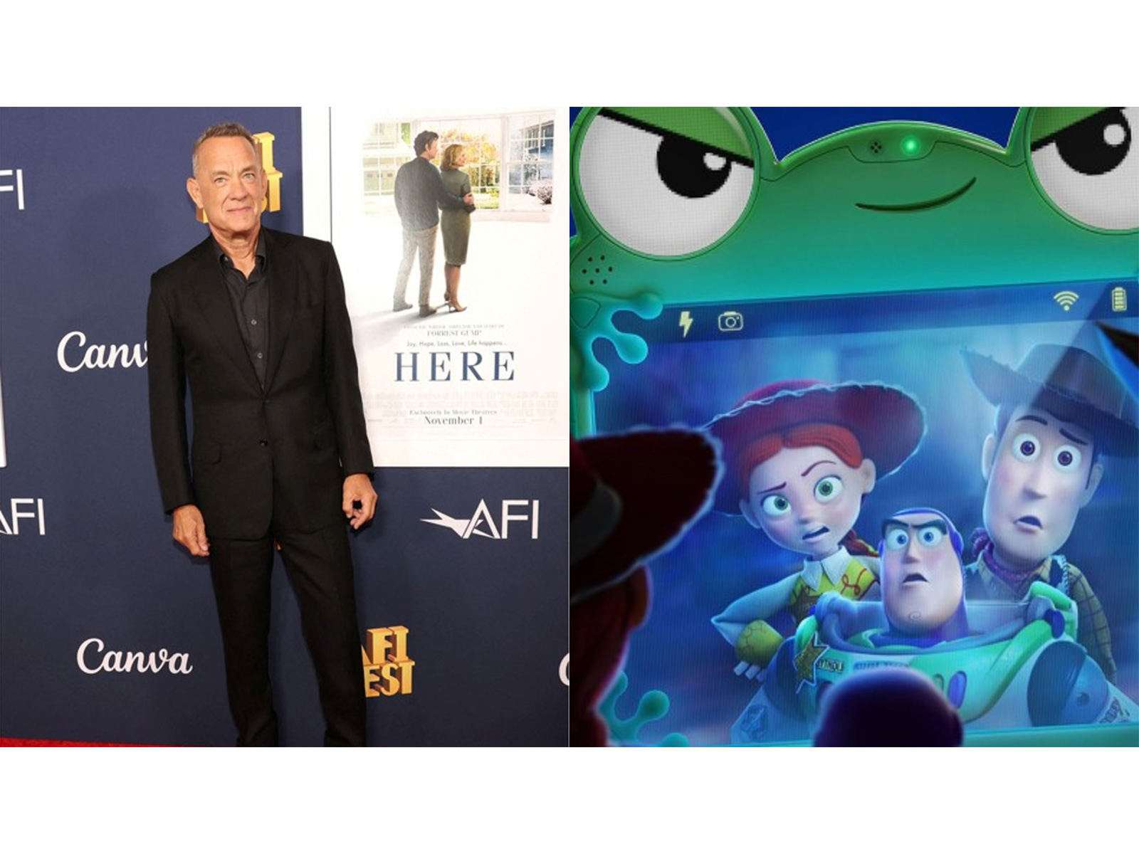 Tom Hanks (R) Toy Story 5  (L) (Photos/Reuters/Instagram/@disney)