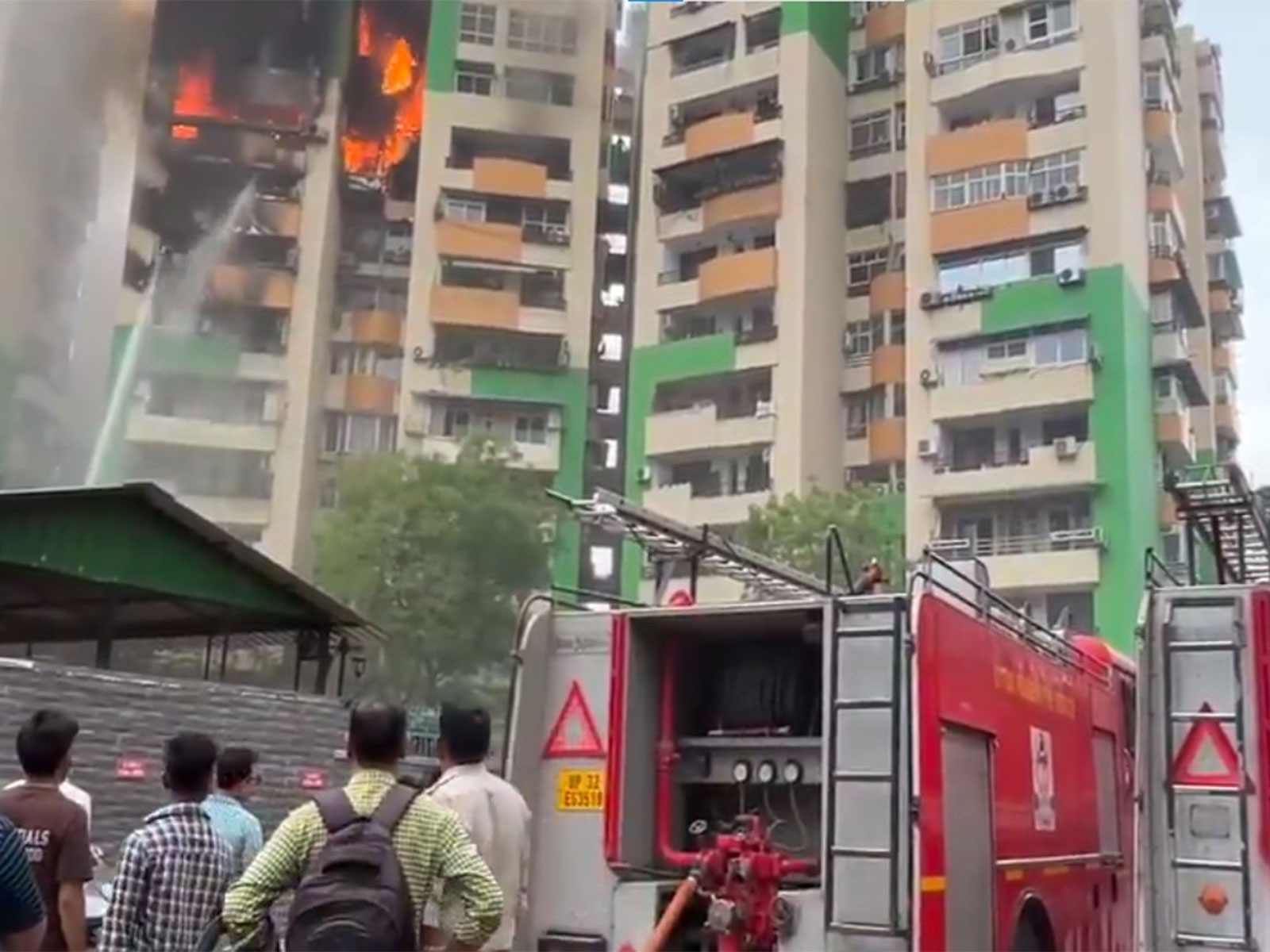 Massive fire breaks out at Gaur Green Avenue residential complex in Ghaziabad (Photo/ANI)