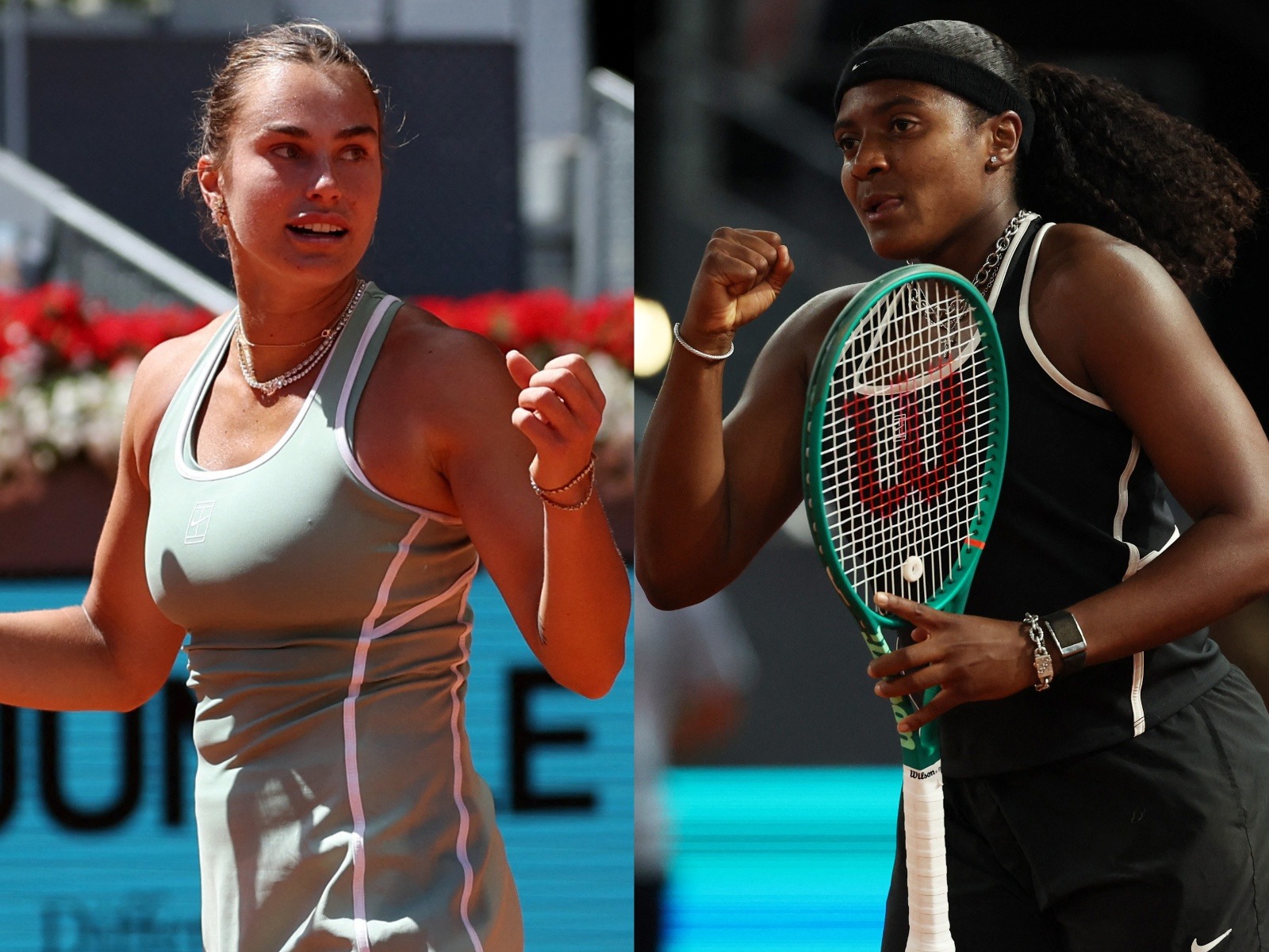 Aryna Sabalenka (L) and Hailey Baptiste (R) in action during Madrid Open 2026 (Photo: Reuters)