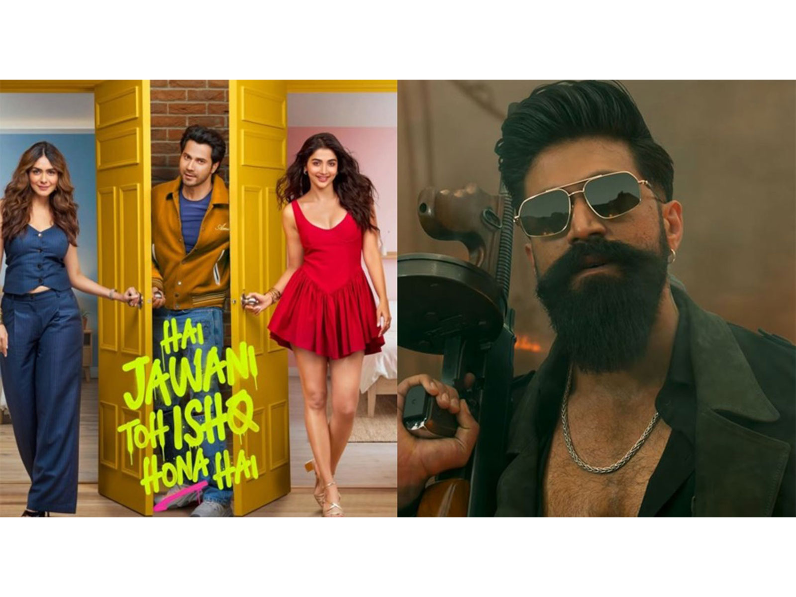 Hai Jawani poster (R) Toxic poster (L) (Photos/instagram/@varundvn/@kvn.productions)