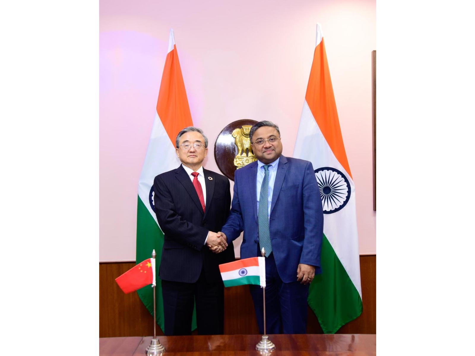 MEA Secretary (West) Sibi George with China's Special Envoy for Climate Change, Liu Zhenmin (Photo: X@MEAIndia)