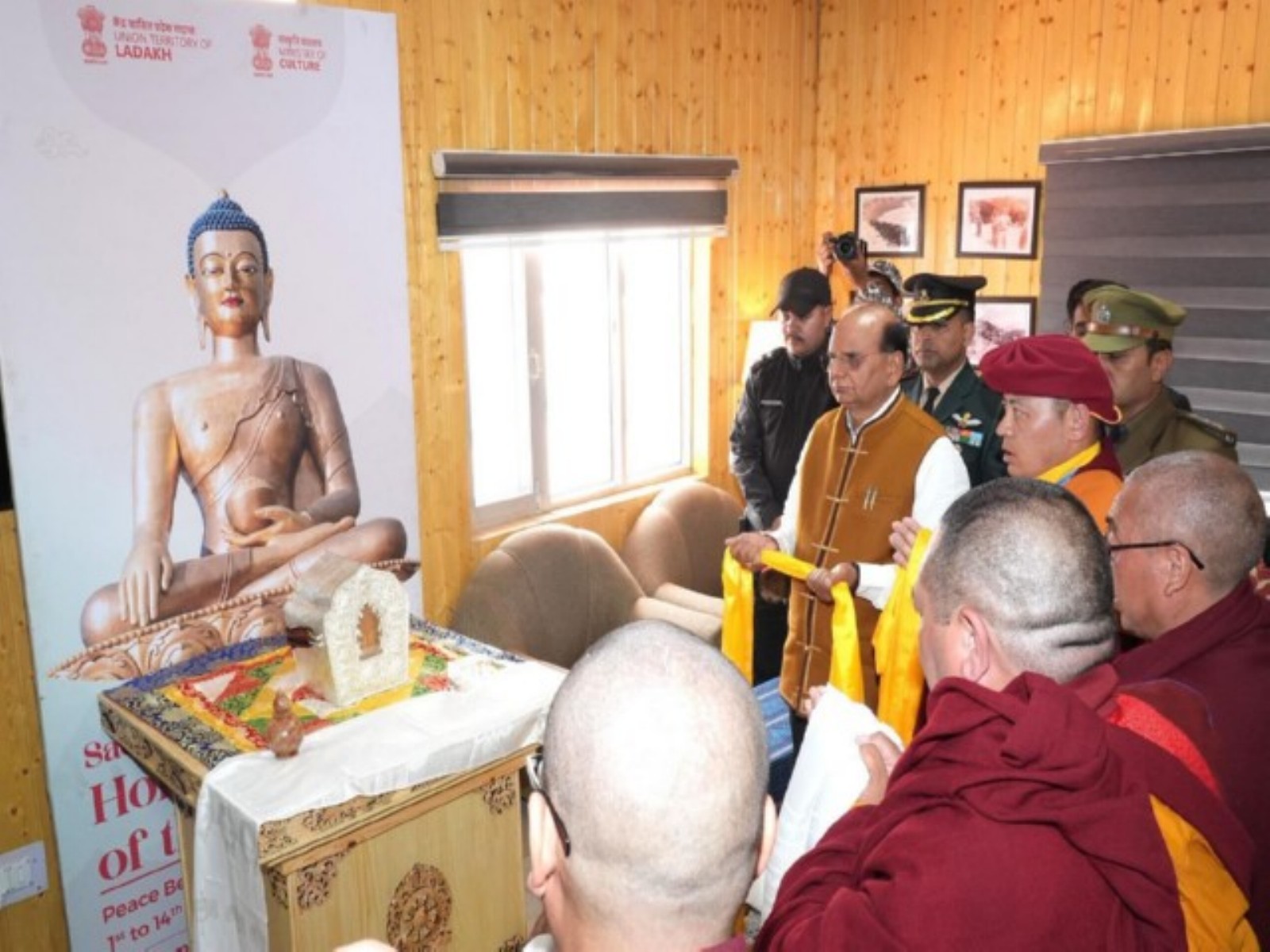 Ladakh LG Vinai Kumar Saxena pays his respects to Piprahwa relics of Lord Buddha (Photo/ANI)