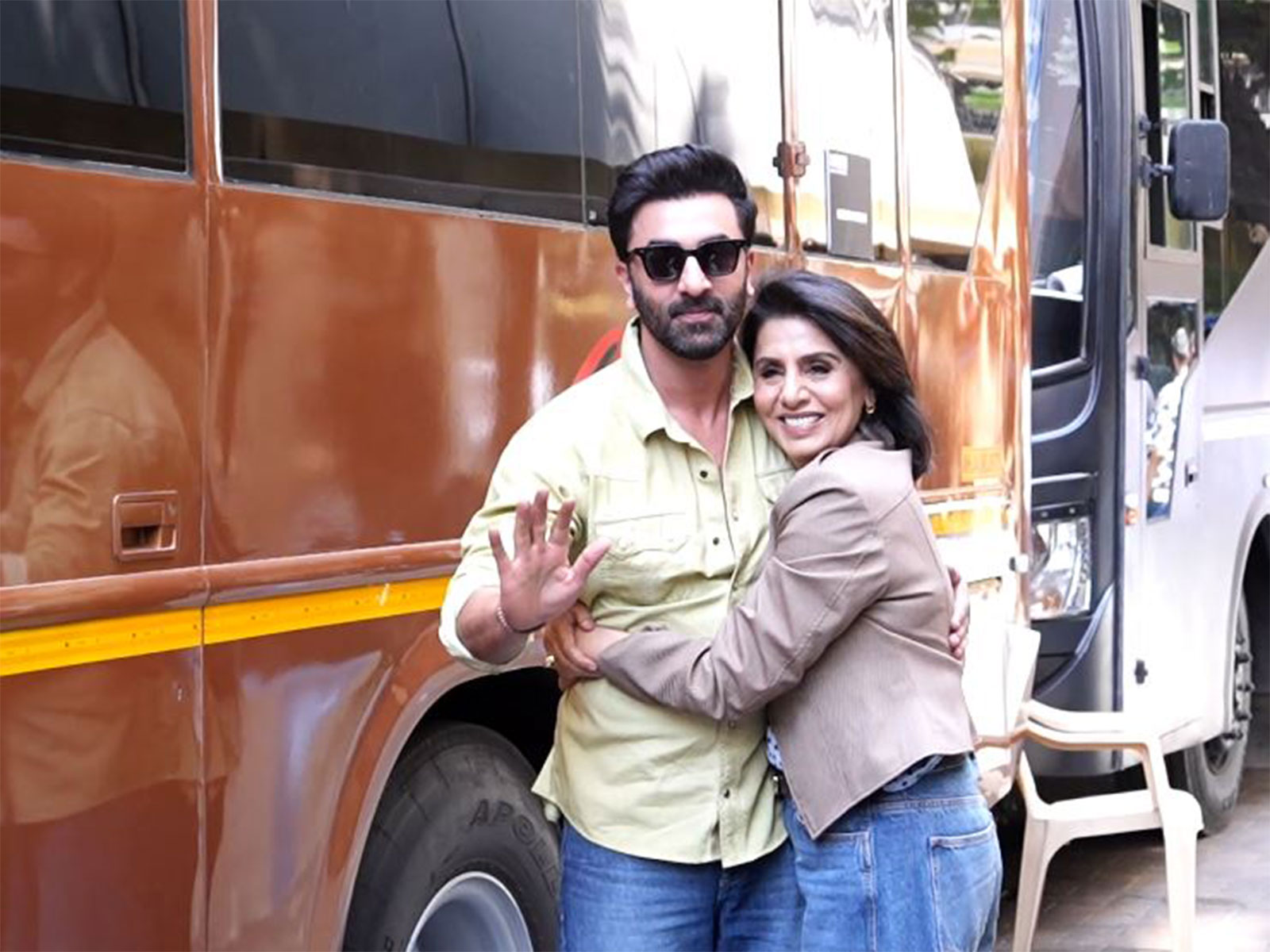 Ranbir Kapoor with mom Neetu Kapoor (Image source: ANI)