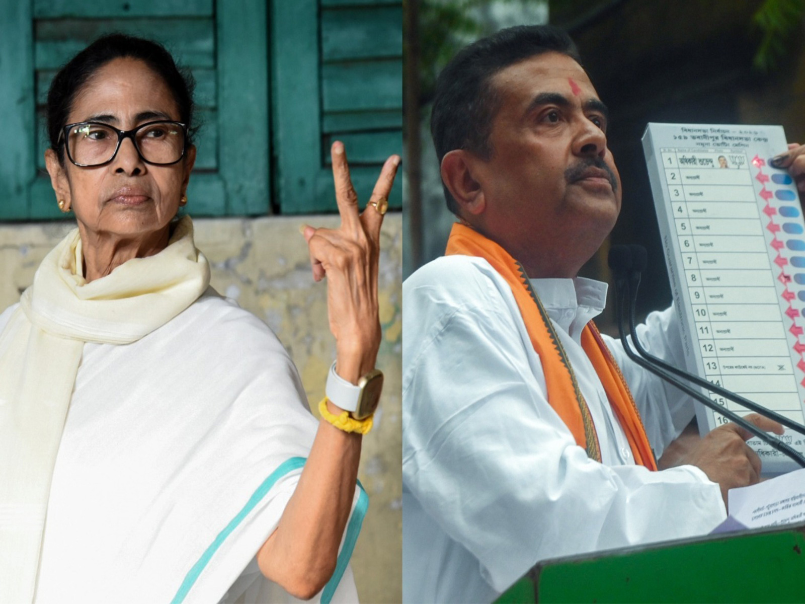 West Bengal CM Mamata Banerjee (L) and LoP Suvendu Adhikari (R) (Photo/ANI)