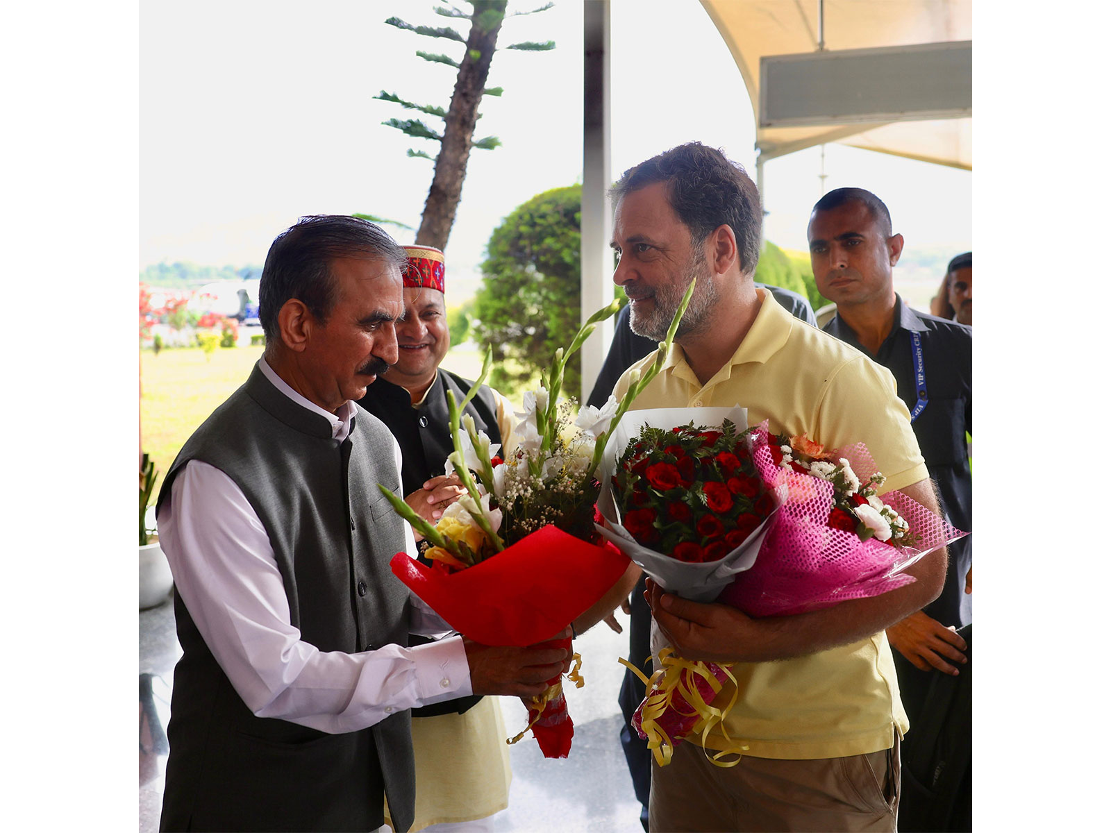 LoP in Lok Sabha Rahul Gandhi with Himachal Pradesh CM Sukhvinder Singh Sukhu at Kangra Airport (Photo/@SukhuSukhvinder)