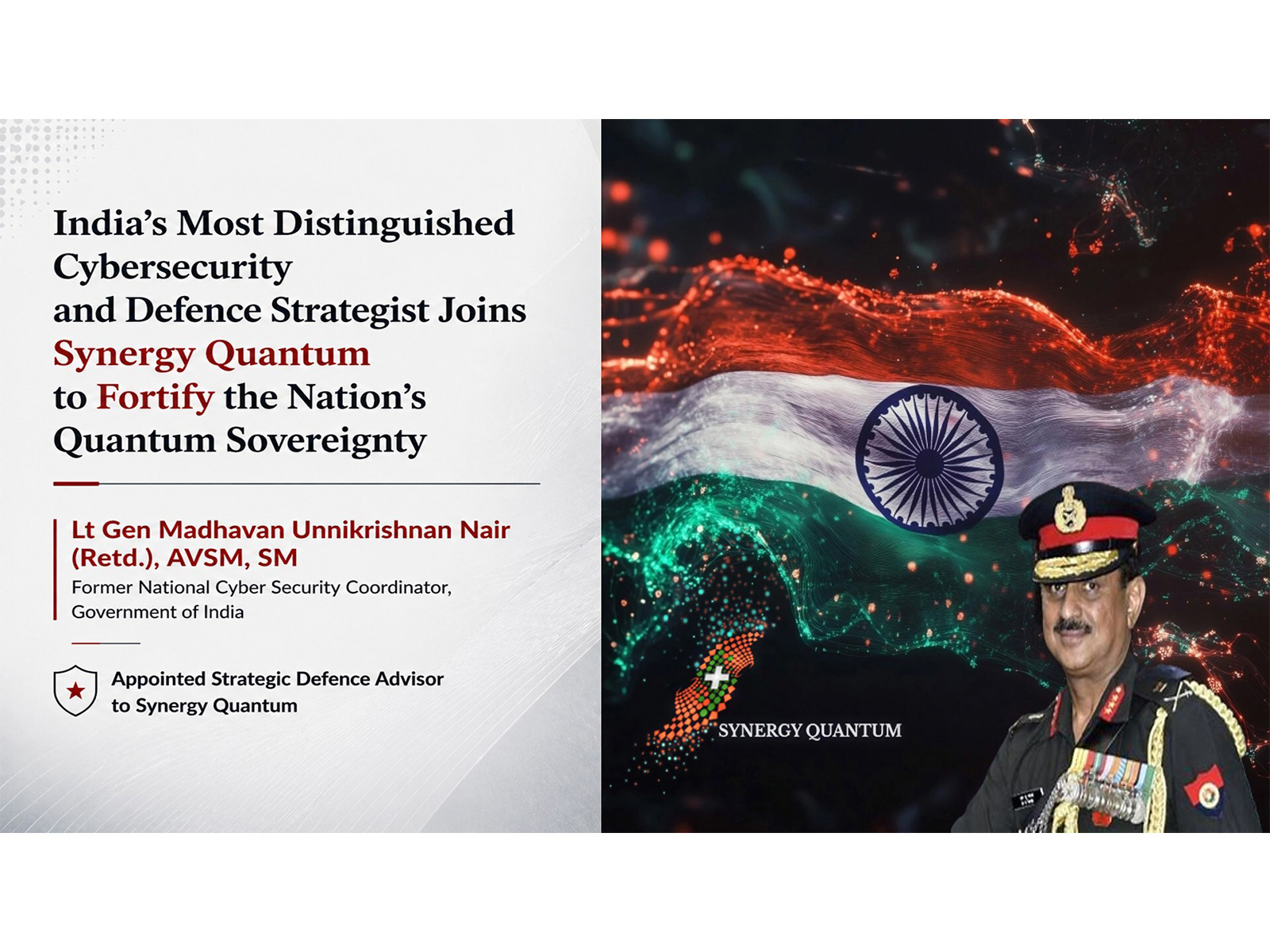 India's Most Distinguished Cybersecurity and Defence Strategist Joins Synergy Quantum to Fortify the Nation's Quantum Sovereignty