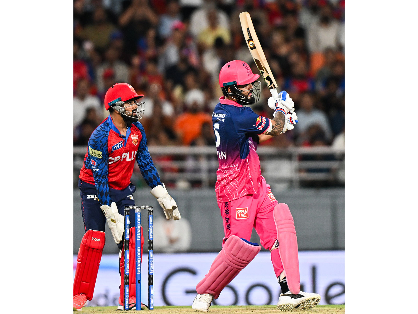 Riyan Parag against PBKS. (Photo: ANI)