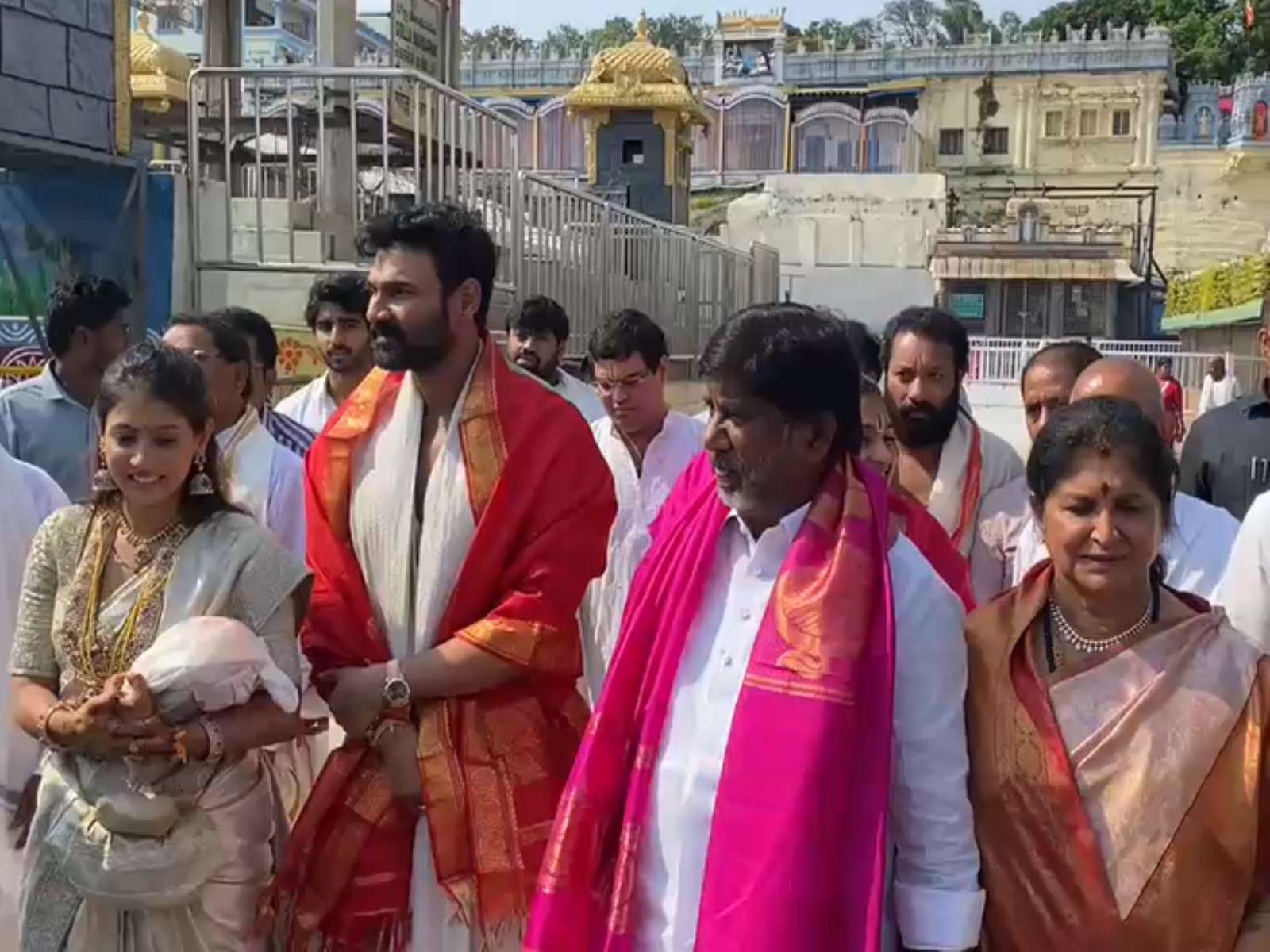 Bellamkonda Sai Sreenivas, Kavya Reddy at Tirumala temple (Photo/ANI)