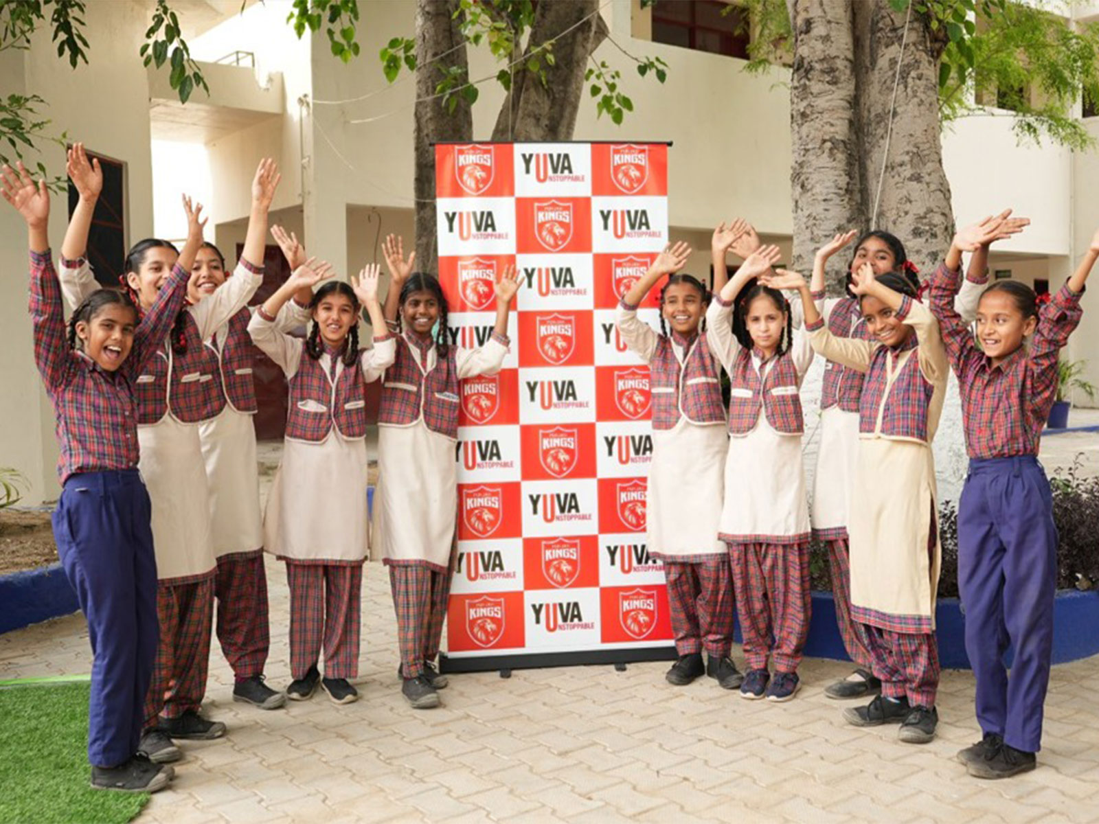 Students of Government High School in Ranimajra Village after renovation by Punjab Kings (Image: PBKS media)