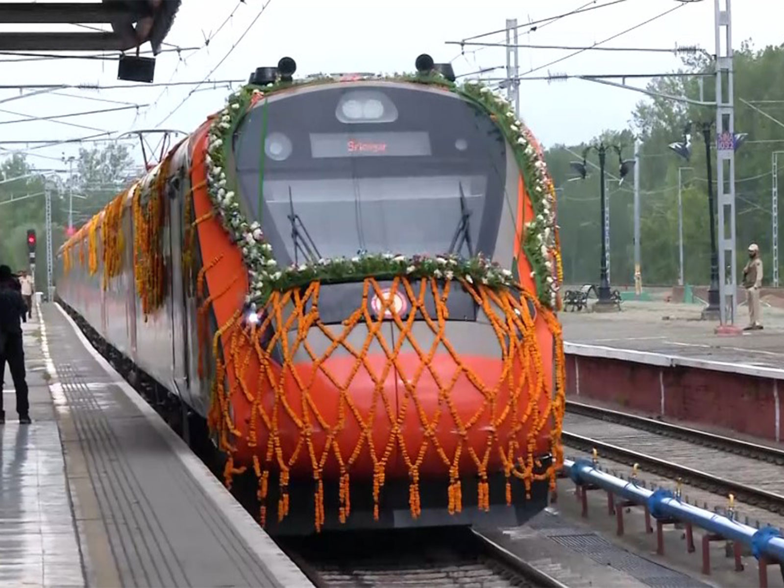 First Vande Bharat train from Jammu reaches Srinagar (Photo/ANI)