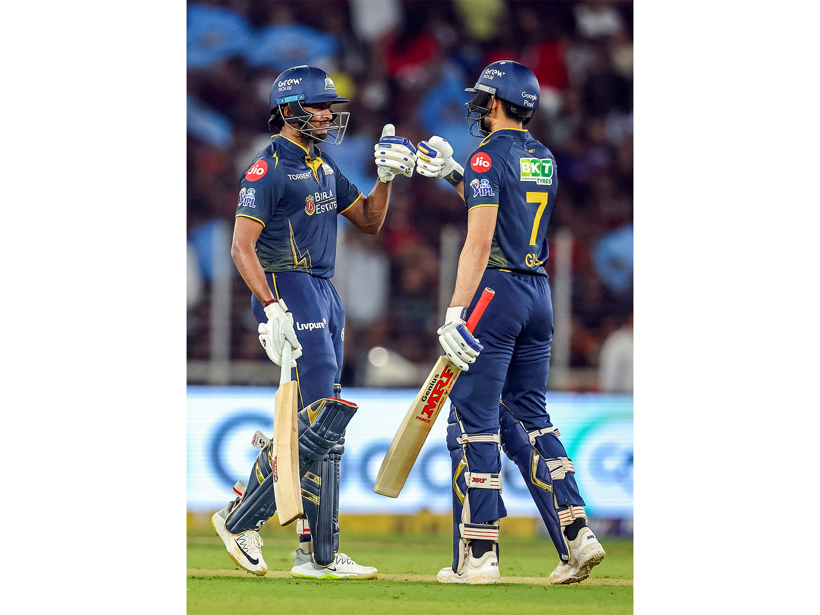 Gujarat Titans' Sai Sudharsan (left) and skipper Shubhman Gill (right) (Photo: ANI)