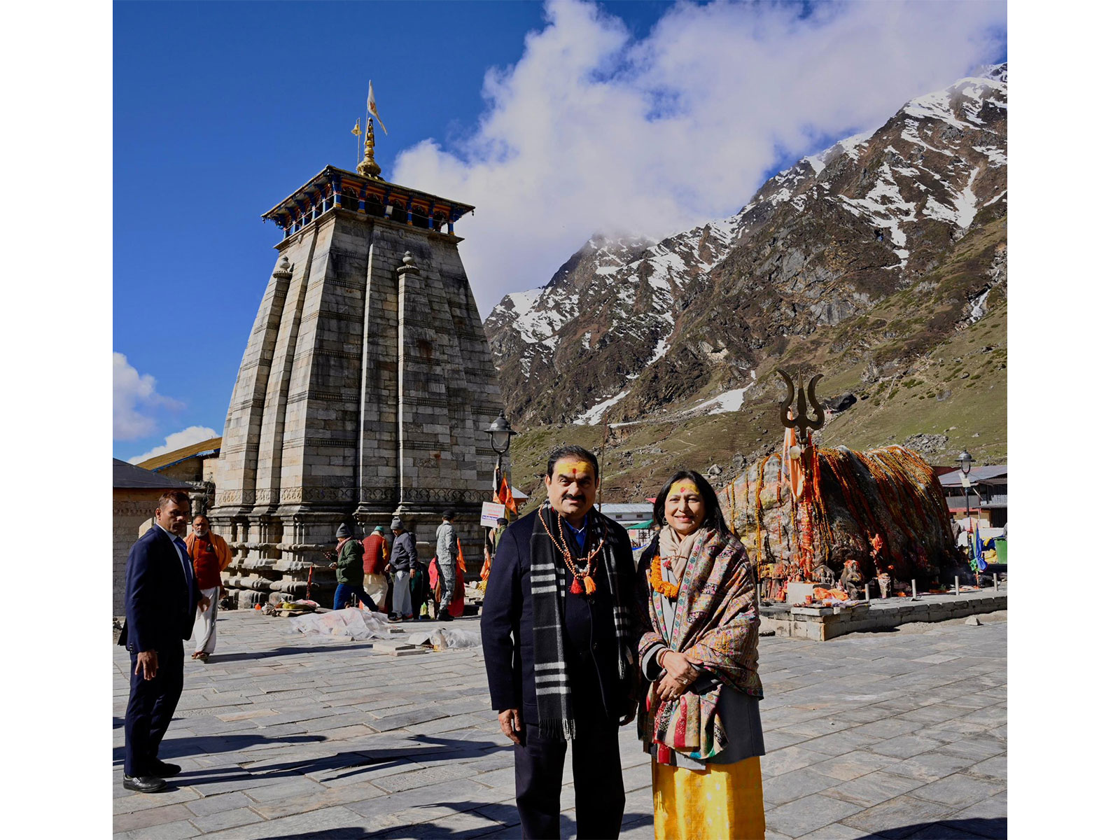 Gautam Adani offer prayers at Kedarnath temple along with wife Priti (Photo/@gautam_adani/X)