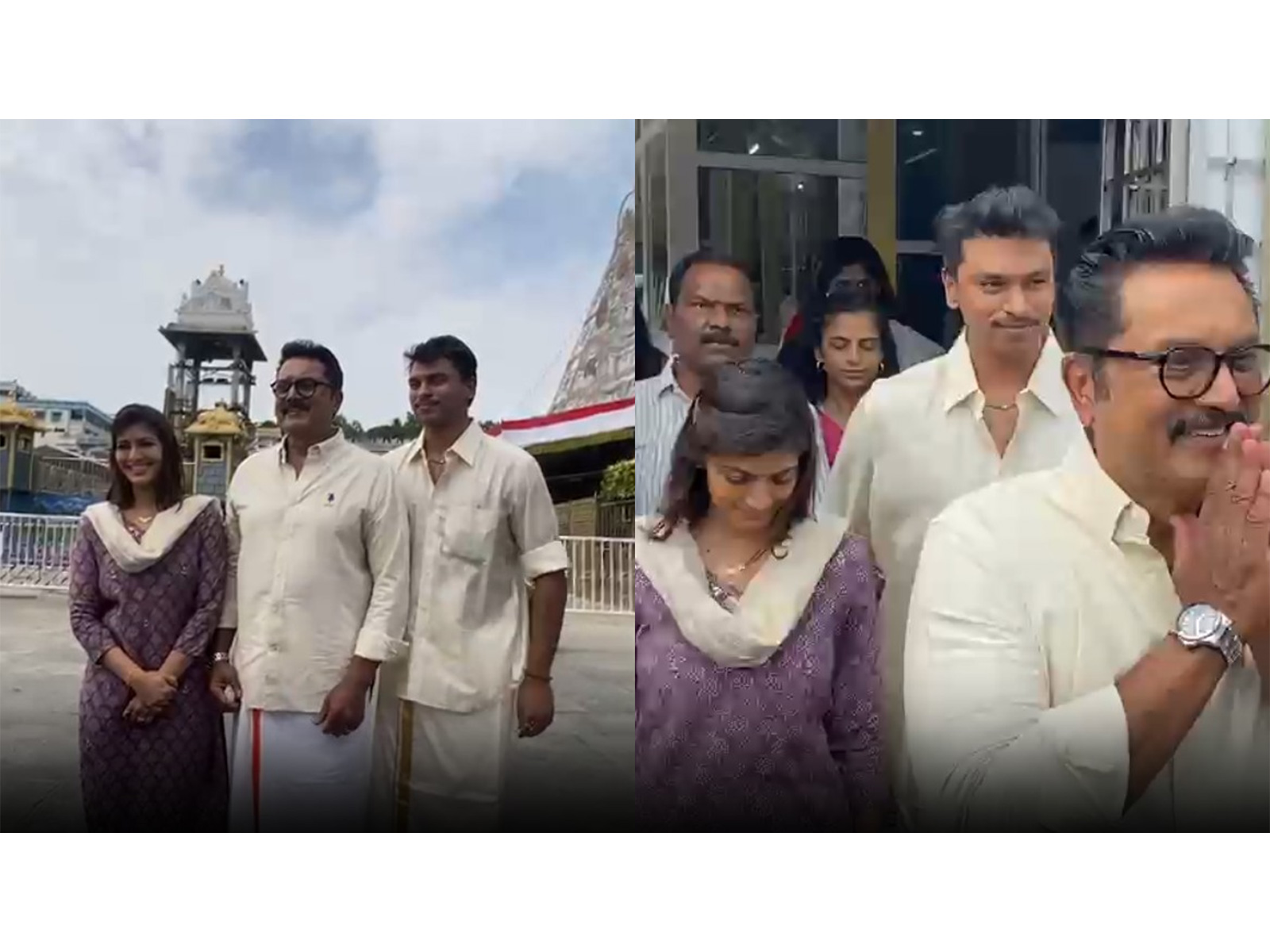 Varalaxmi Sarathkumar, R Sarathkumar in Tirumala  (Photos/ANI)