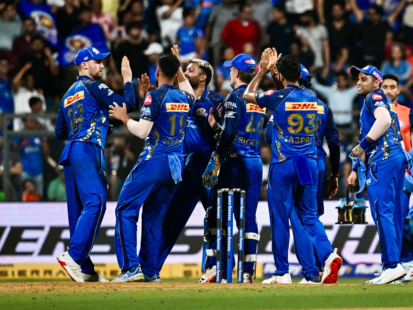 Mumbai Indians' players celebrating during IPL 2026. (Photo: ANI)
