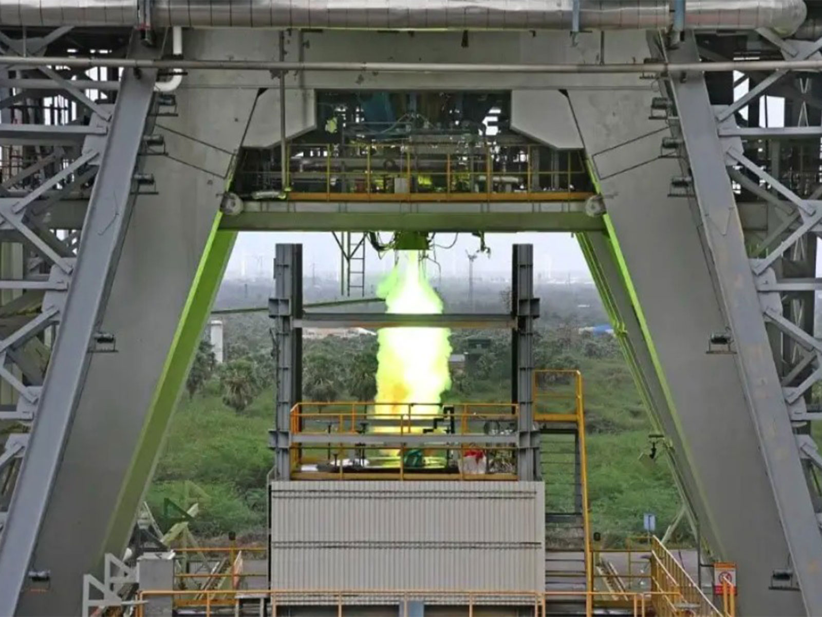 Successful third hot test of semi-cryogenic engine power head test article conducted by ISRO (Photo: ISRO)