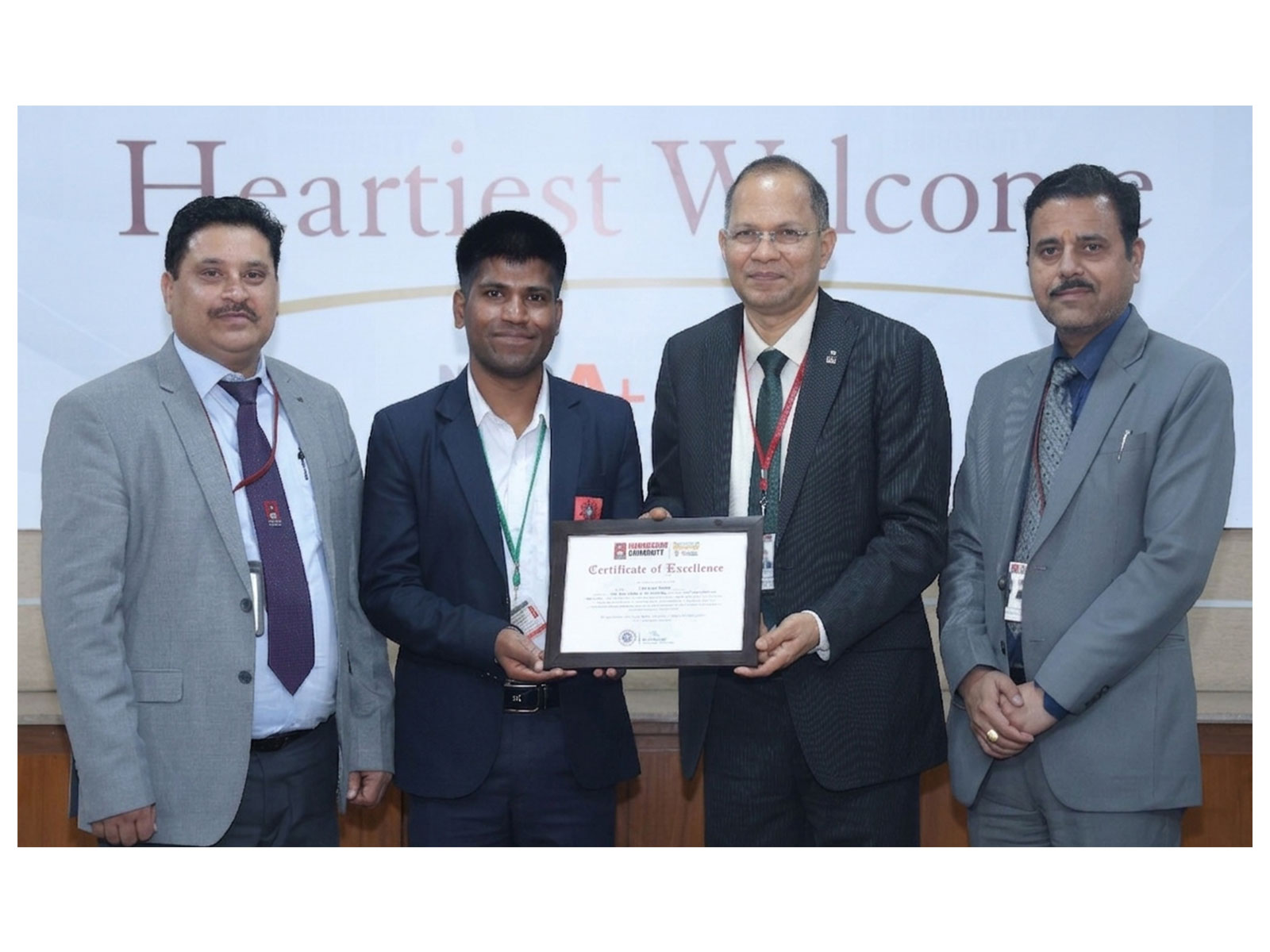 Chandigarh University Vice Chancellor & other Officials felicitating Sarvesh Gupta for topping IIT JAM 2026 (Physics) Exam with All India Rank 1