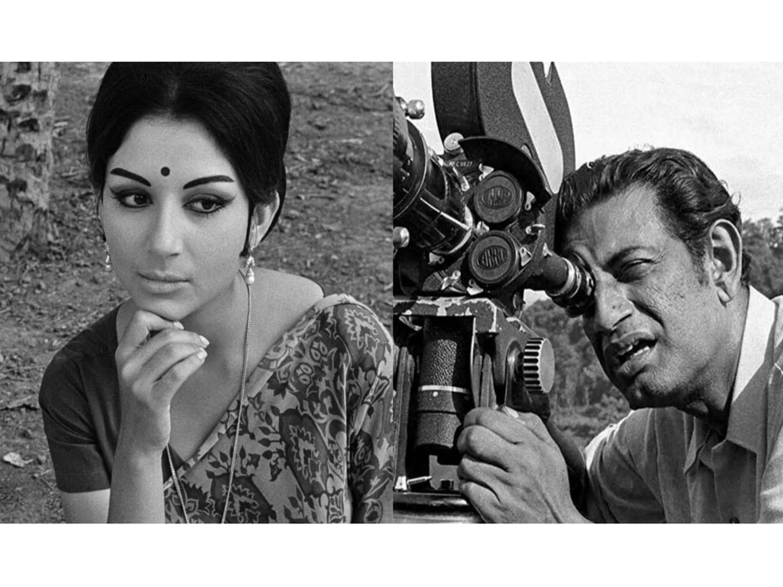 Young Sharmila Tagore (L) Satyajit Ray (R) (Photos:The Film Heritage and X/@cpimspeak)