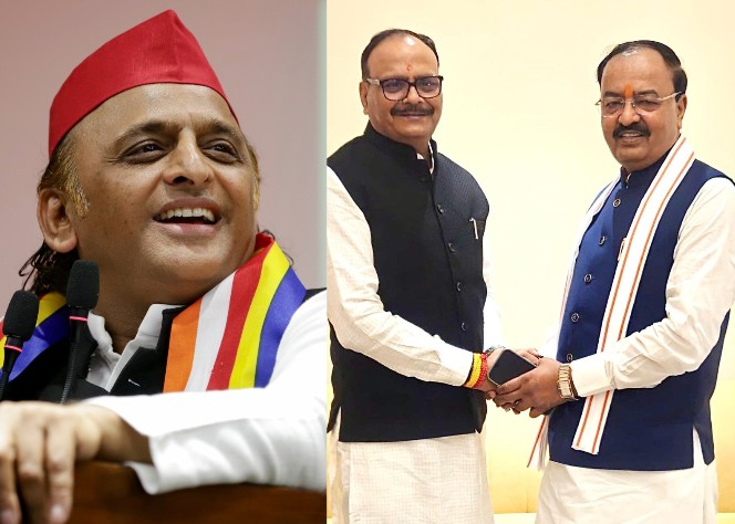 Samajwadi Party chief Akhilesh Yadav and Uttar Pradesh DyCMs Brajesh Pathak and Keshav Prasad Maurya (Photo/ANI and X@kpmaurya1)