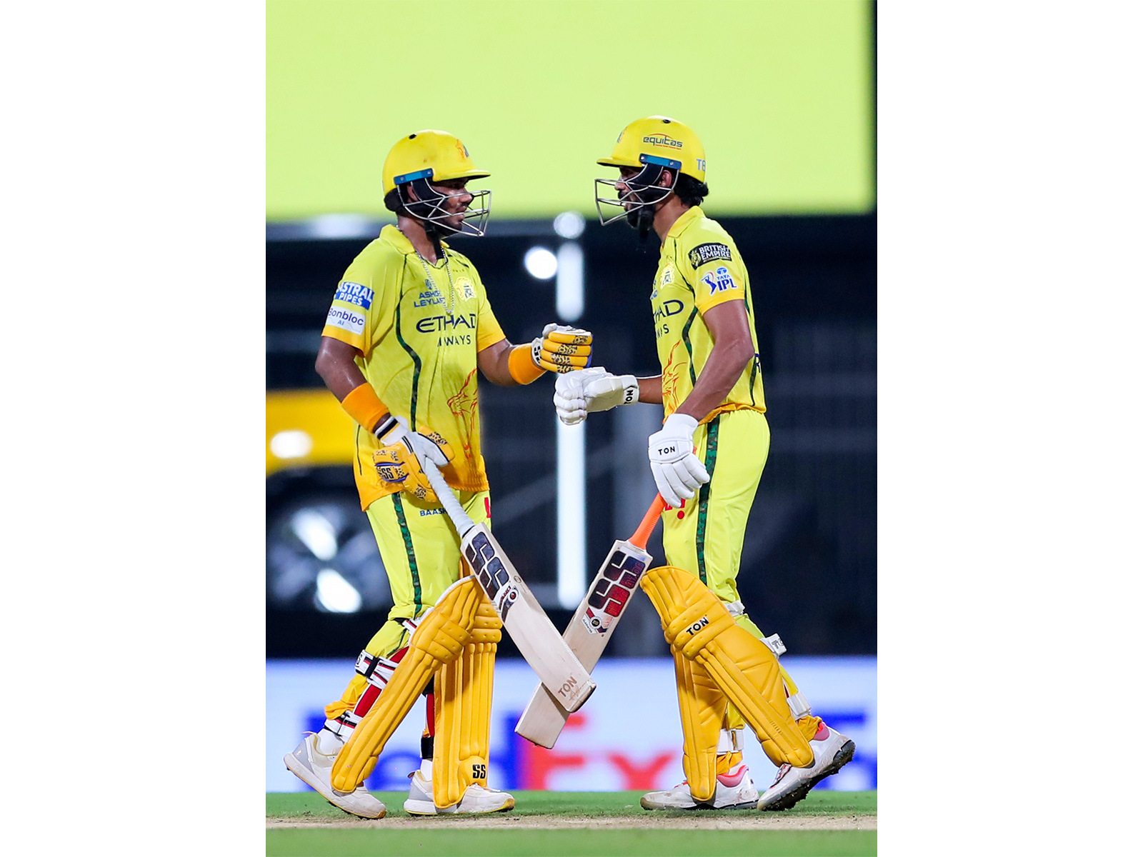 Chennai Super Kings' Kartik Sharma (left) and skipper Ruturaj Gaikwad (right)