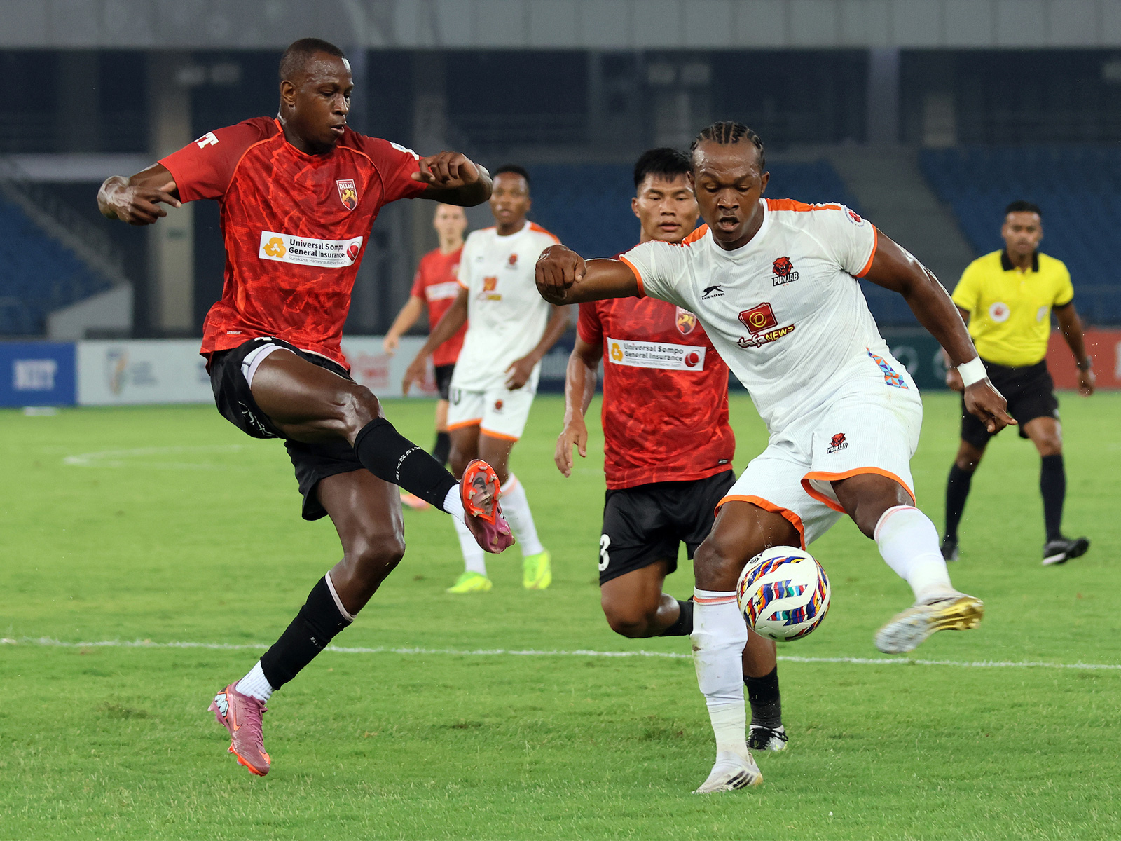 SC Delhi players in an ISL match with Punjab FC. (Photo/AIFF Media)