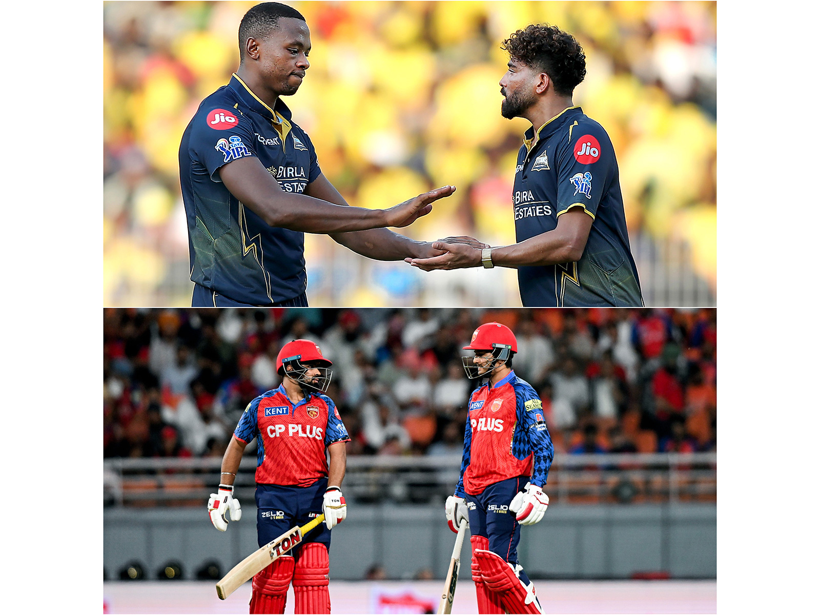 Kagiso Rabada and Mohammed Siraj and Prabhsimran Singh and Priyansh Arya. (Photo: ANI)