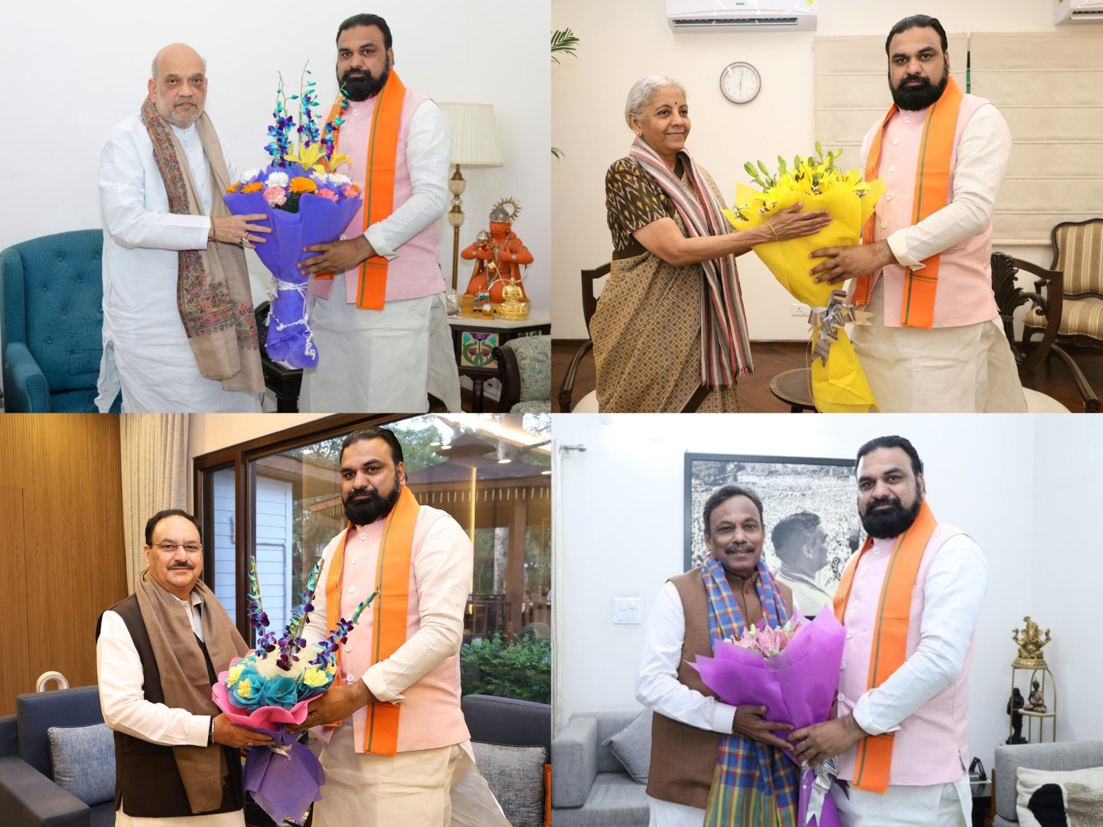 Bihar CM Samrat Choudhary holds meetings with Union Home Minister Amit Shah, Finance Minister Nirmala Sitharaman, Union Minister JP Nadda and BJP National General Secretary Vinod Tawde (Photo: x/@samrat4bjp)