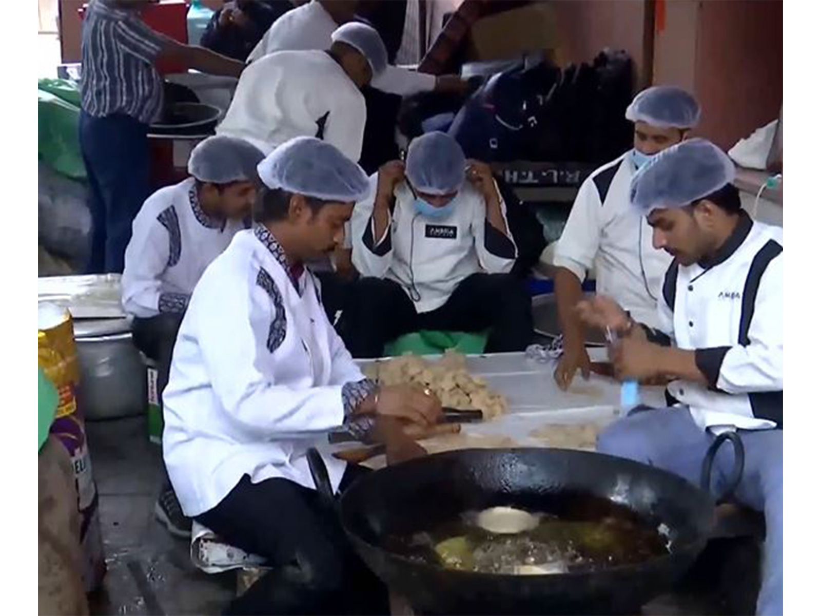 Poori and sweets being prepared at the BJP Headquarters (Photo/ANI)
