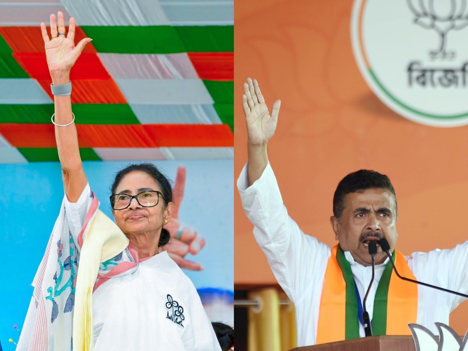 West Bengal CM Mamata Banerjee and LoP Suvendu Adhikhari (Photo/ANI)