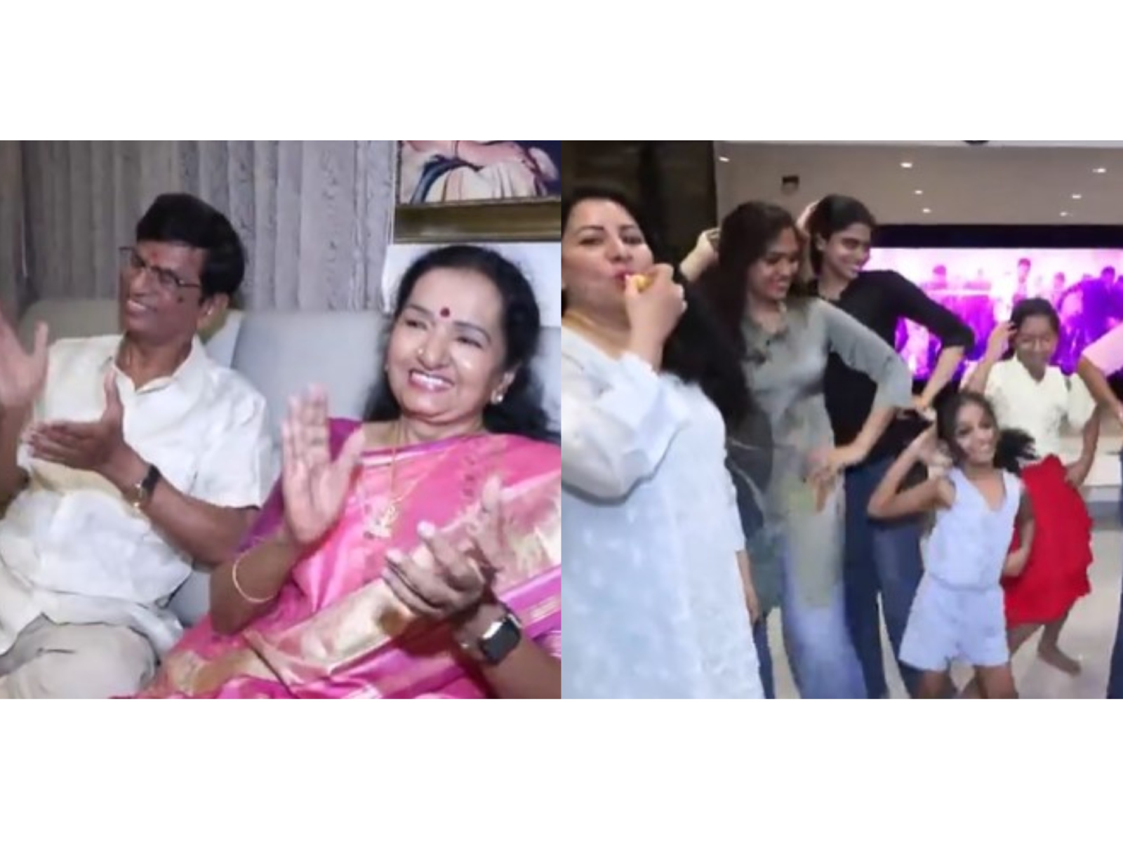 Vijay's family celebrating TVK's lead (Photo/ANI)