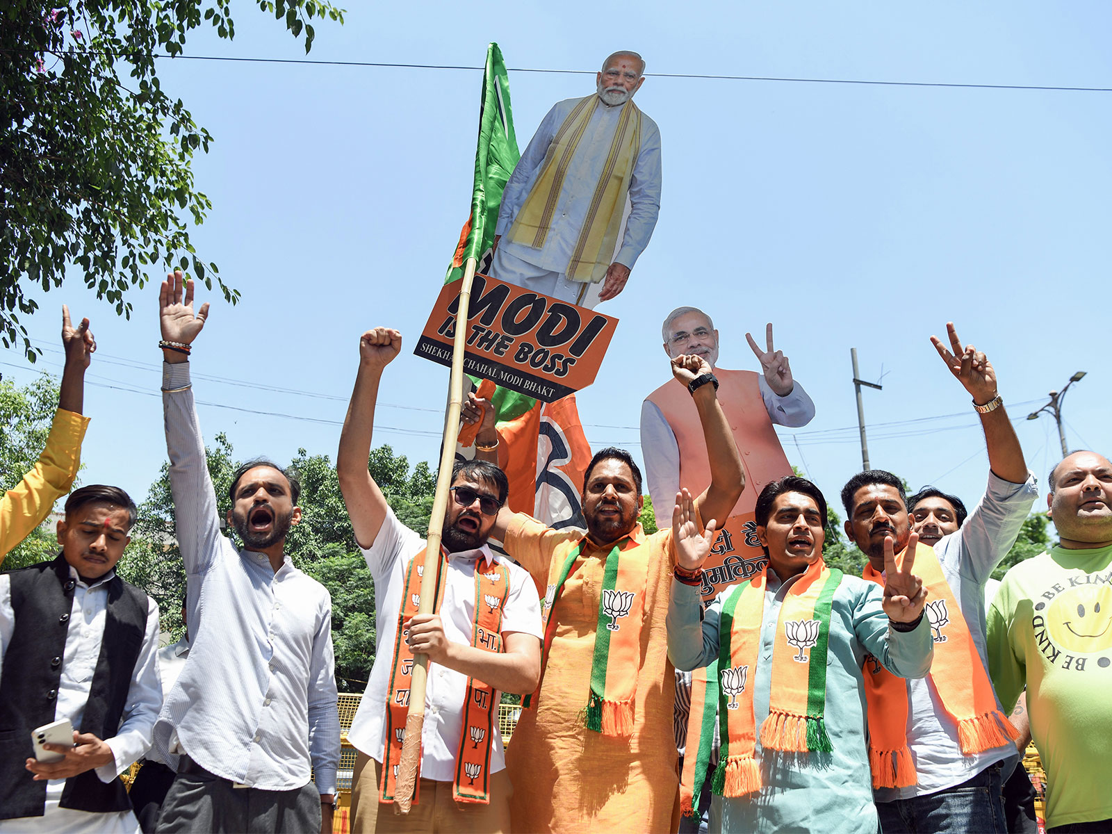 Assembly Elections 2026: BJP supporters celebrate as the party leads in West Bengal, Assam and Puducherry (Photo/ANI)