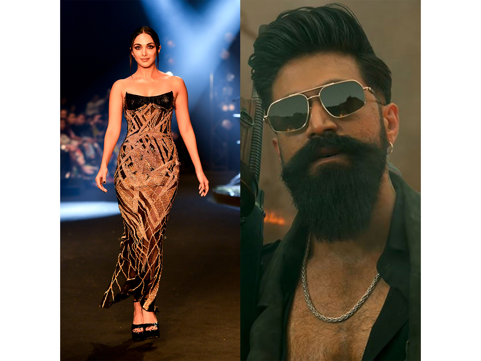 Kiara Advani (Photo/ANI) and Yash in Toxic (Photo/Instagram@kvn.productions)