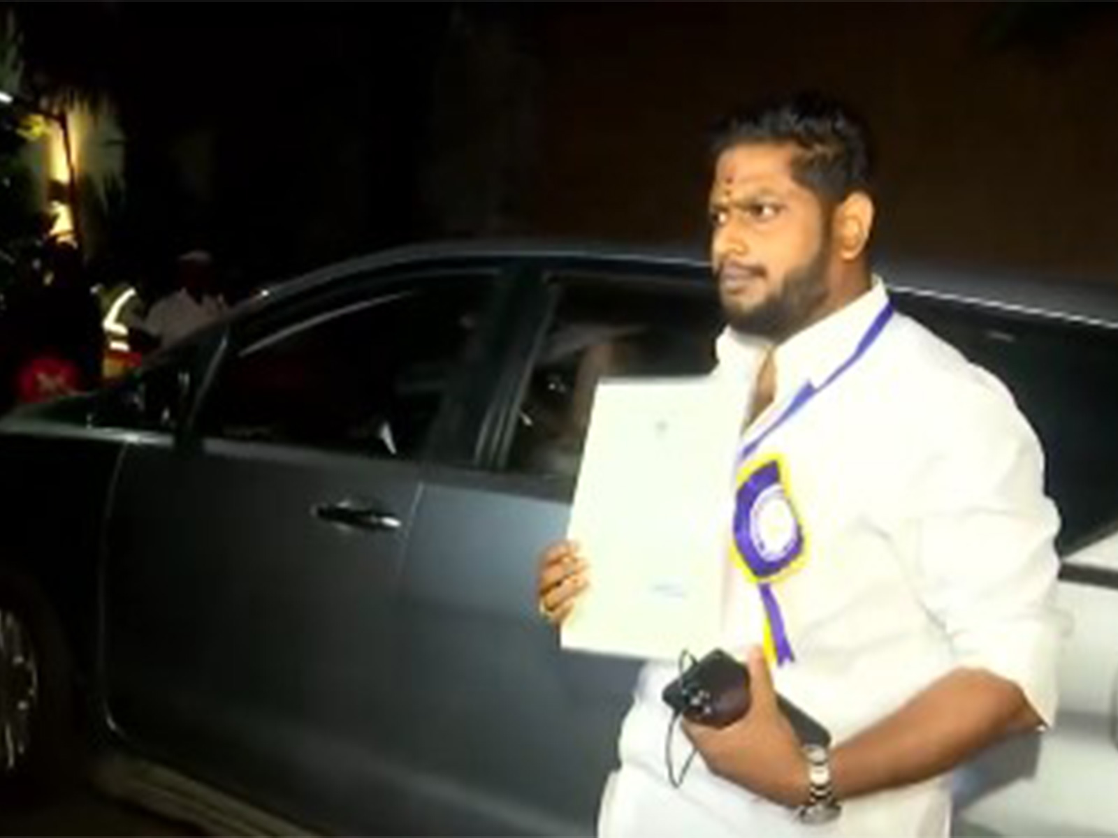 TVK candidate from Virugambakkam constituency, R Sabarinathan (Photo/ANI)