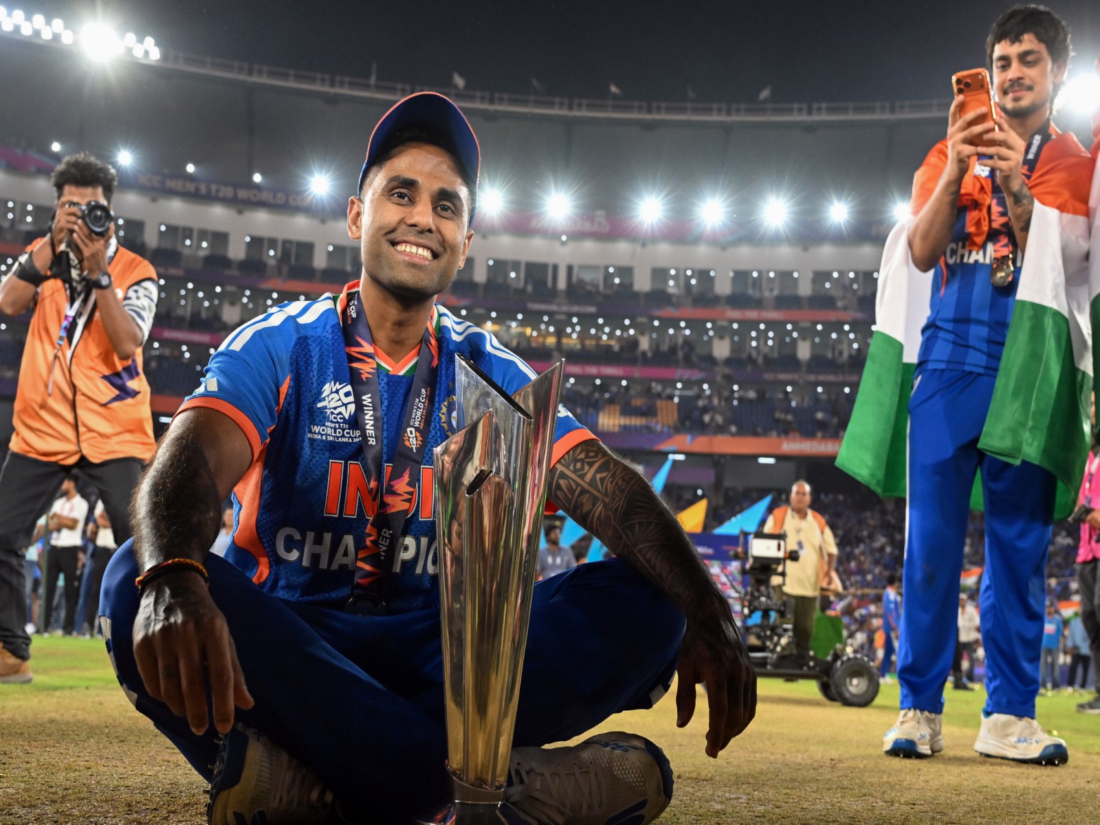India skipper Suryakumar Yadav with ICC Men's T20 World Cup 2026 trophy. (Photo/ANI)