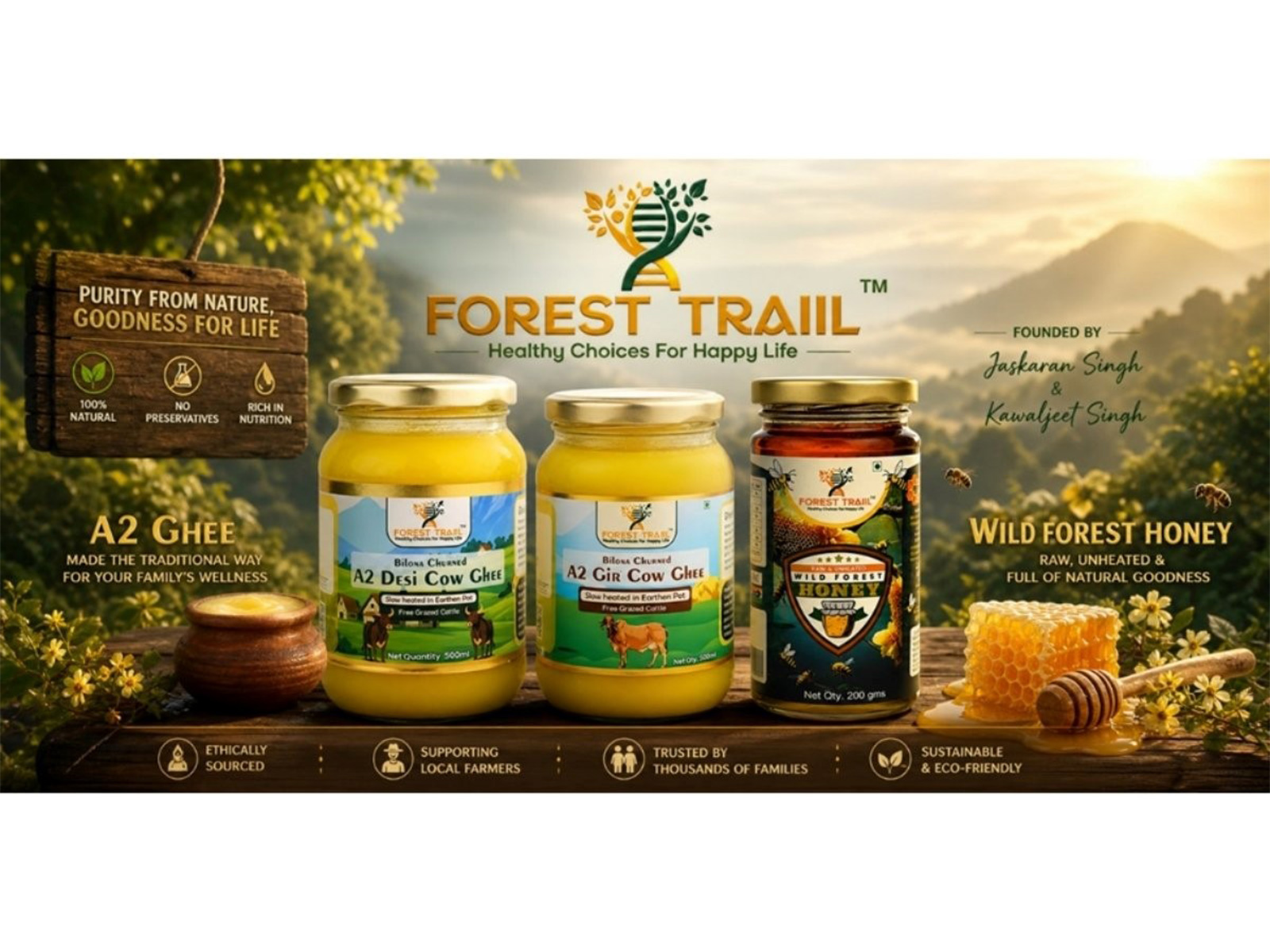 Go Green Spices Pvt Ltd launches Forest Traiil, a premium natural foods brand offering Vedic nutrition, Bilona A2 Ghee, and raw wild forest honey for modern consumers in India and beyond
