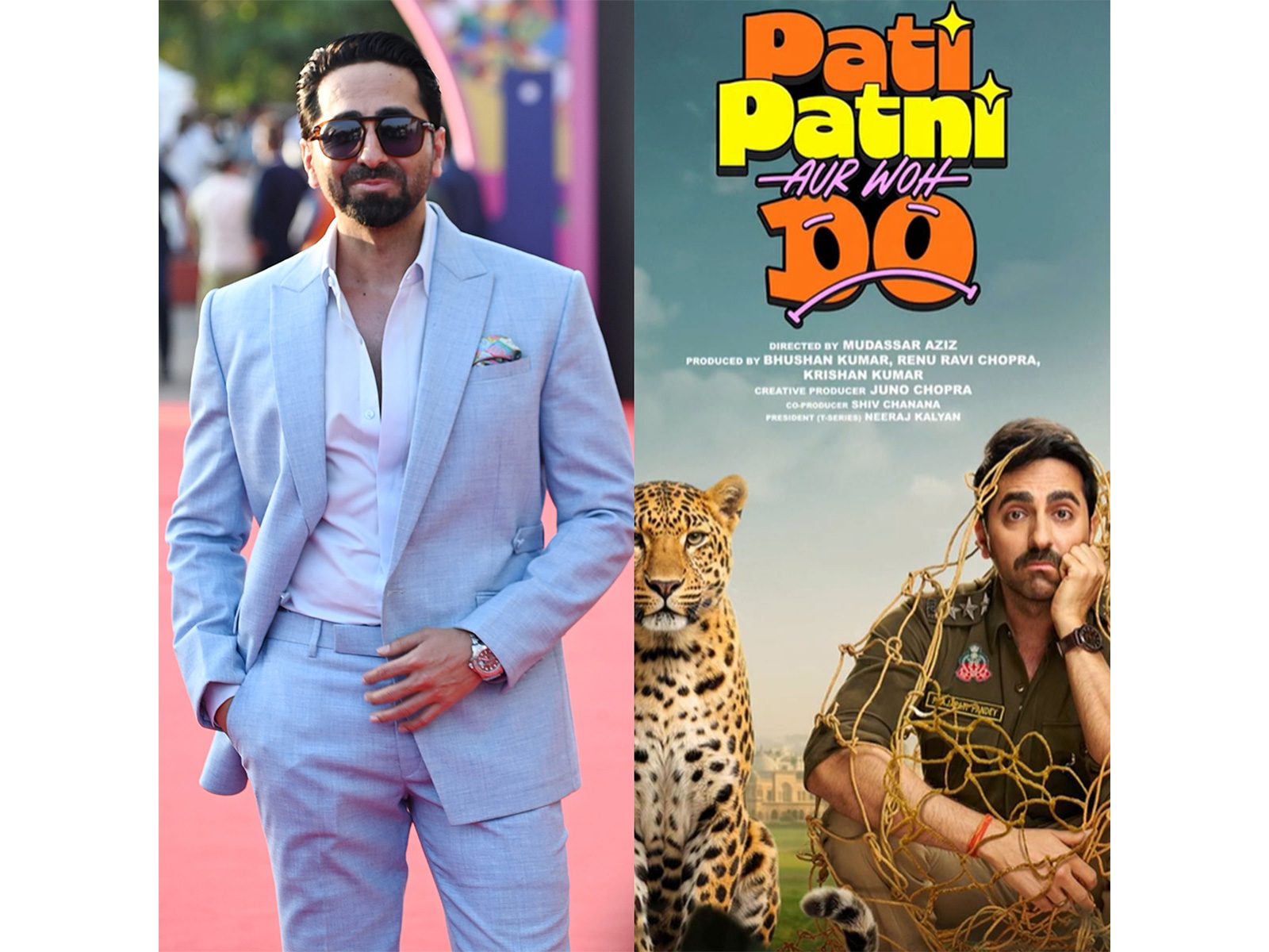 Actor Ayushmann Khurrana, Poster of 'Pati Patni Aur Woh Do' (Photo/ANI/Instagram/@ayushmannk)