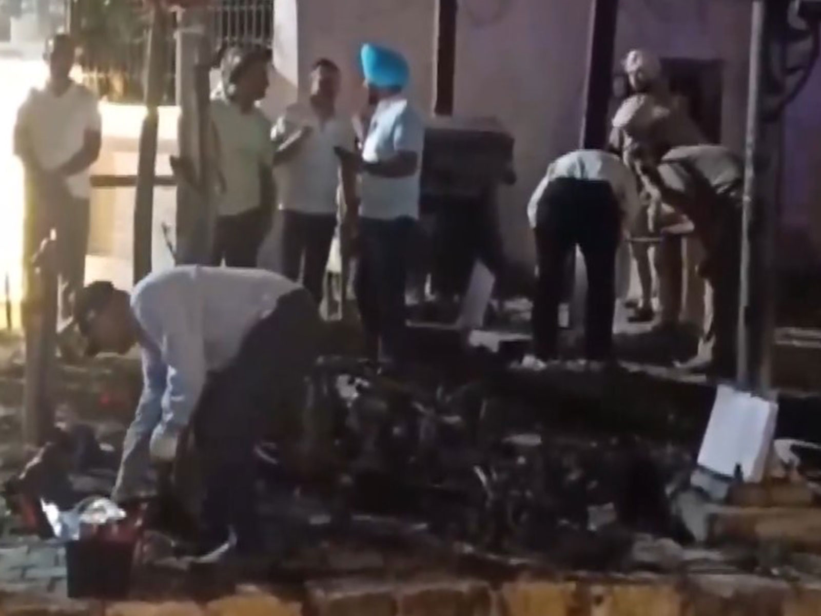 Scooty caught fire near the BSF Chowk (Photo/ANI)