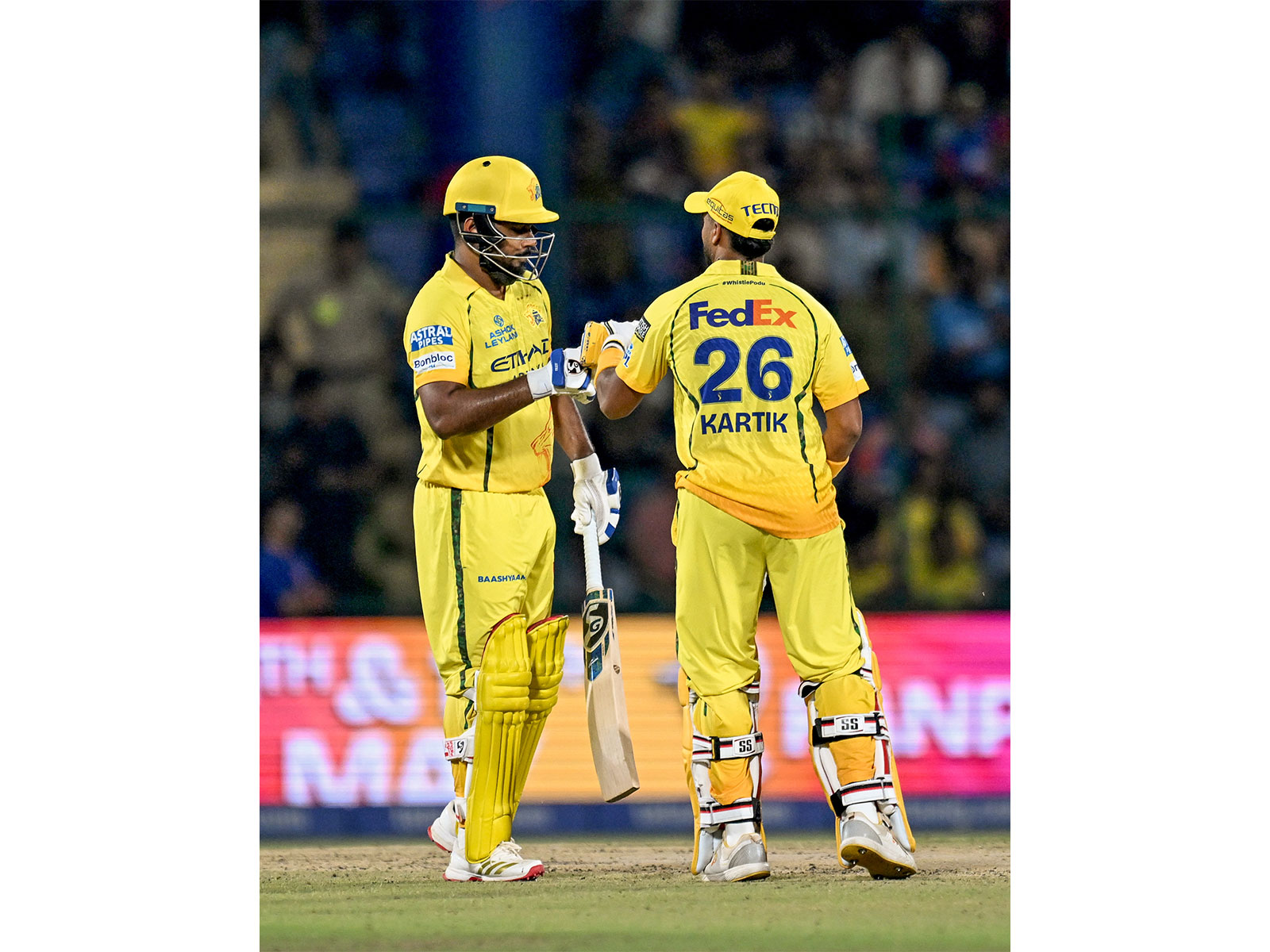 Chennai Super Kings' Kartik Sharma (right) and Sanju Samson (left) (Photo: ANI)