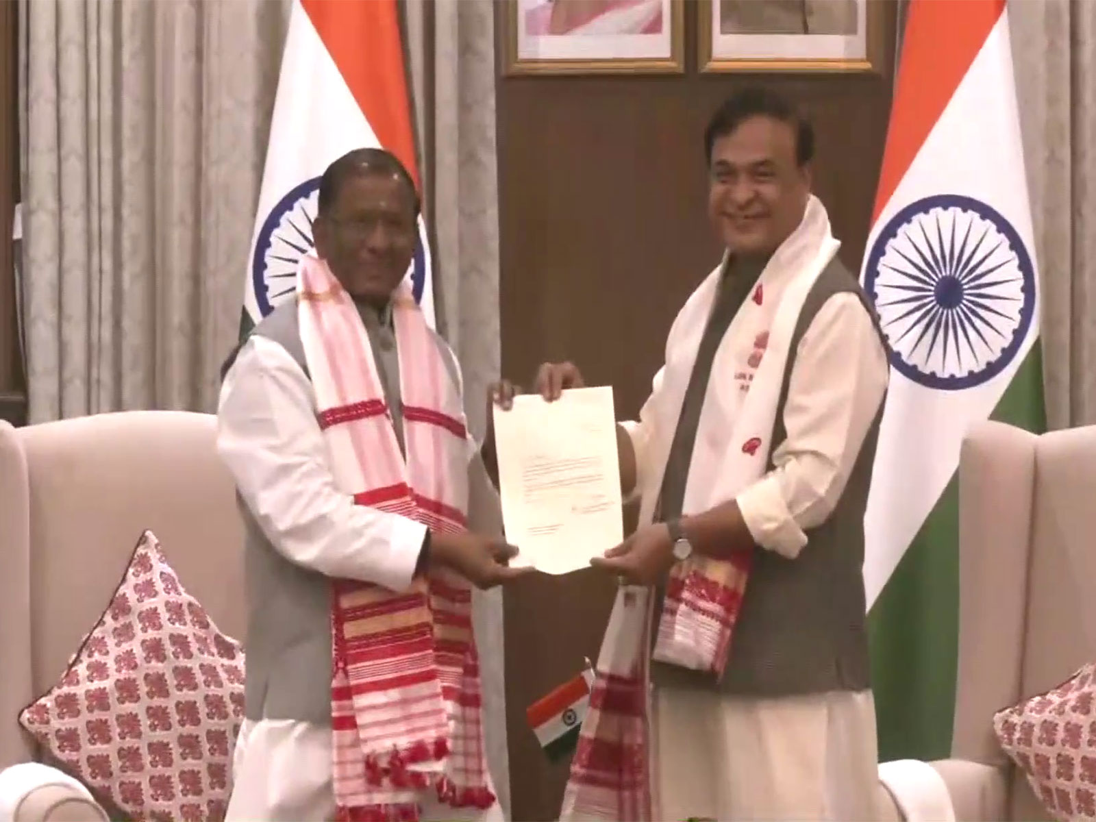 Assam Chief Minister Himanta Biswa met Governor Lakshman Prasad Acharya (Photo/ANI)