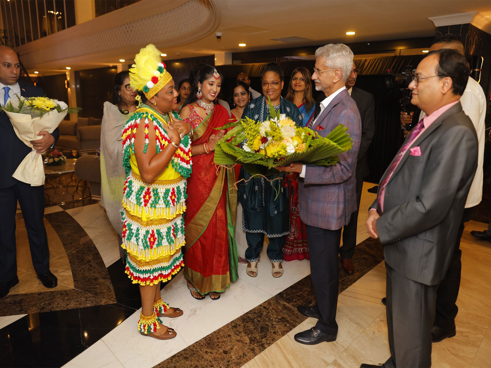 External Affairs Minister S Jaishankar receives a warm welcome upon his arrival in Paramaribo, Suriname, during his official visit to the South American nation. (Photo: X/@DrSJaishankar)