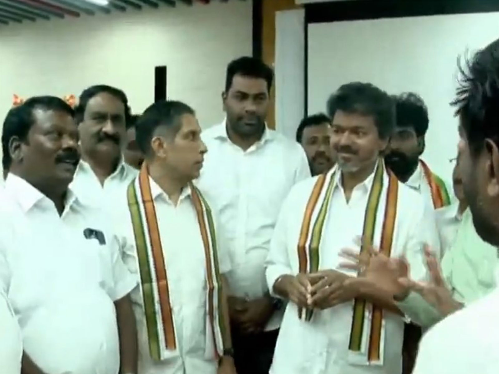 TVK Chief Vijay with Tamil Nadu Congress President K Selvaperunthagai (Photo/TVK)