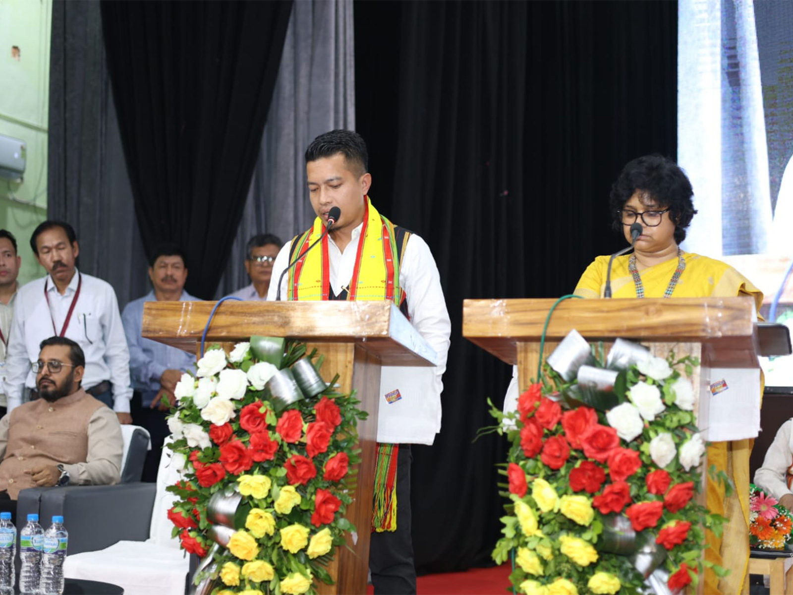 Tripura Motha leader Runeil Debbarma sworn in as TTAADC chief (Photo/ANI)