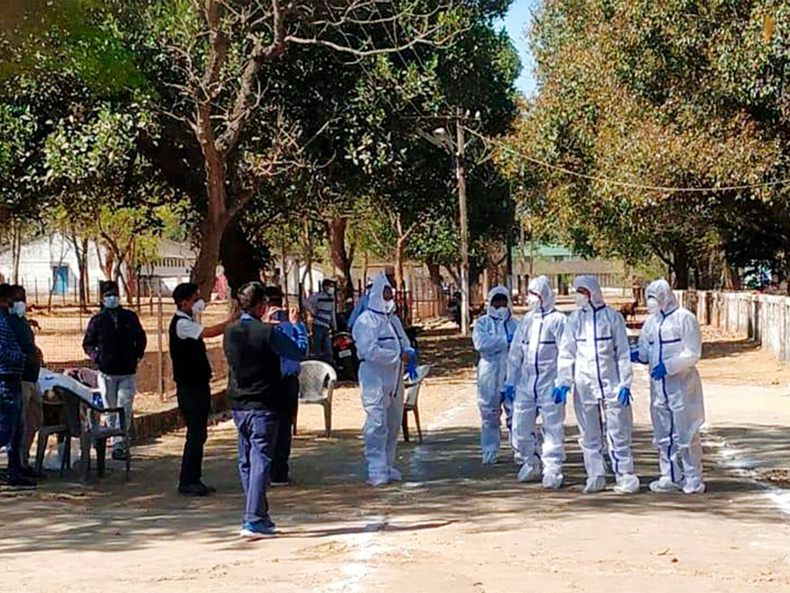 A file photo of officials wearing protective kits taking away infected chickens amid bird flu in Ranchi in February 2026 (File Photo/ANI