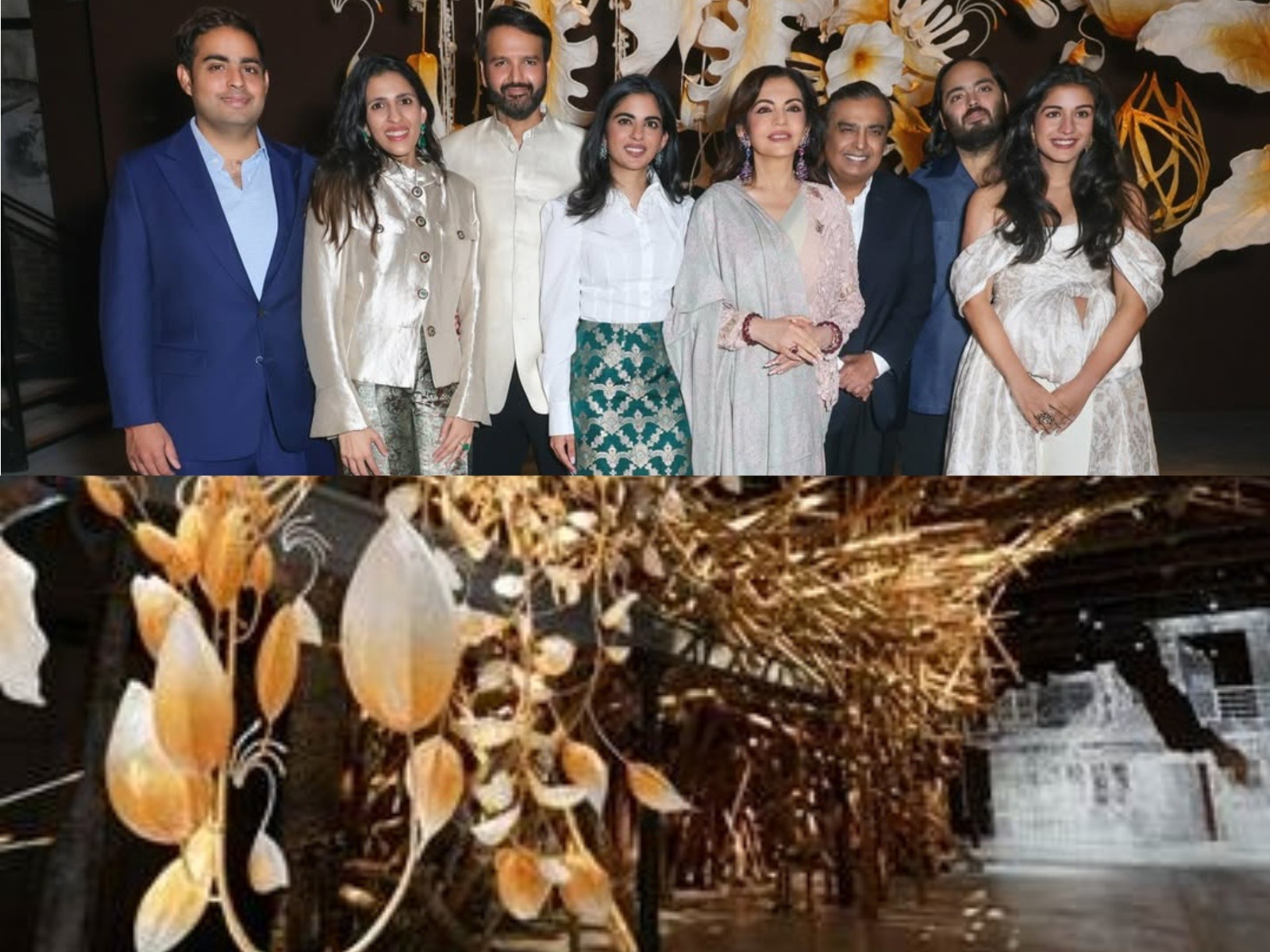Ambani Family (Photo/Instagram@NMACC) and Pavilion of India art exhibition (Photo/MinistryofCulture) 