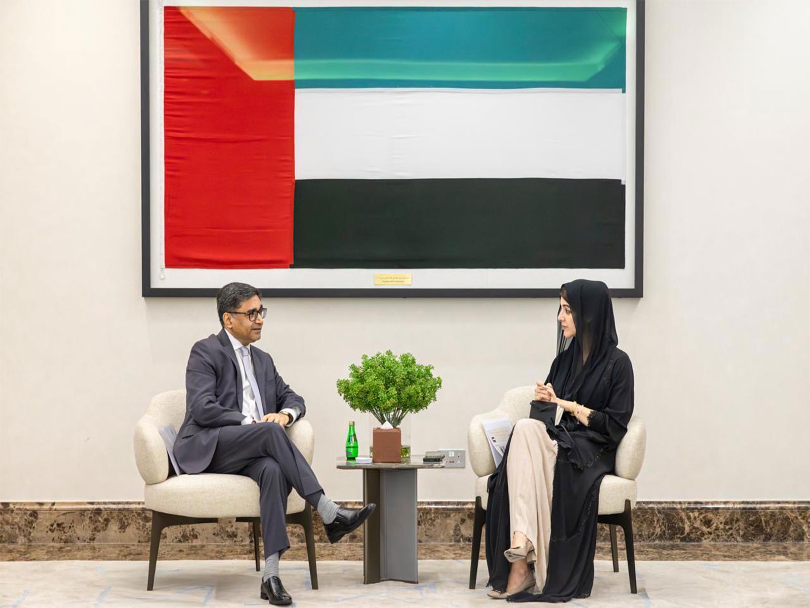    Foreign Secretary Vikram Misri with UAE's MoS for International Cooperation, Reem Al Hashimy (Photo/ X@MEAIndia)