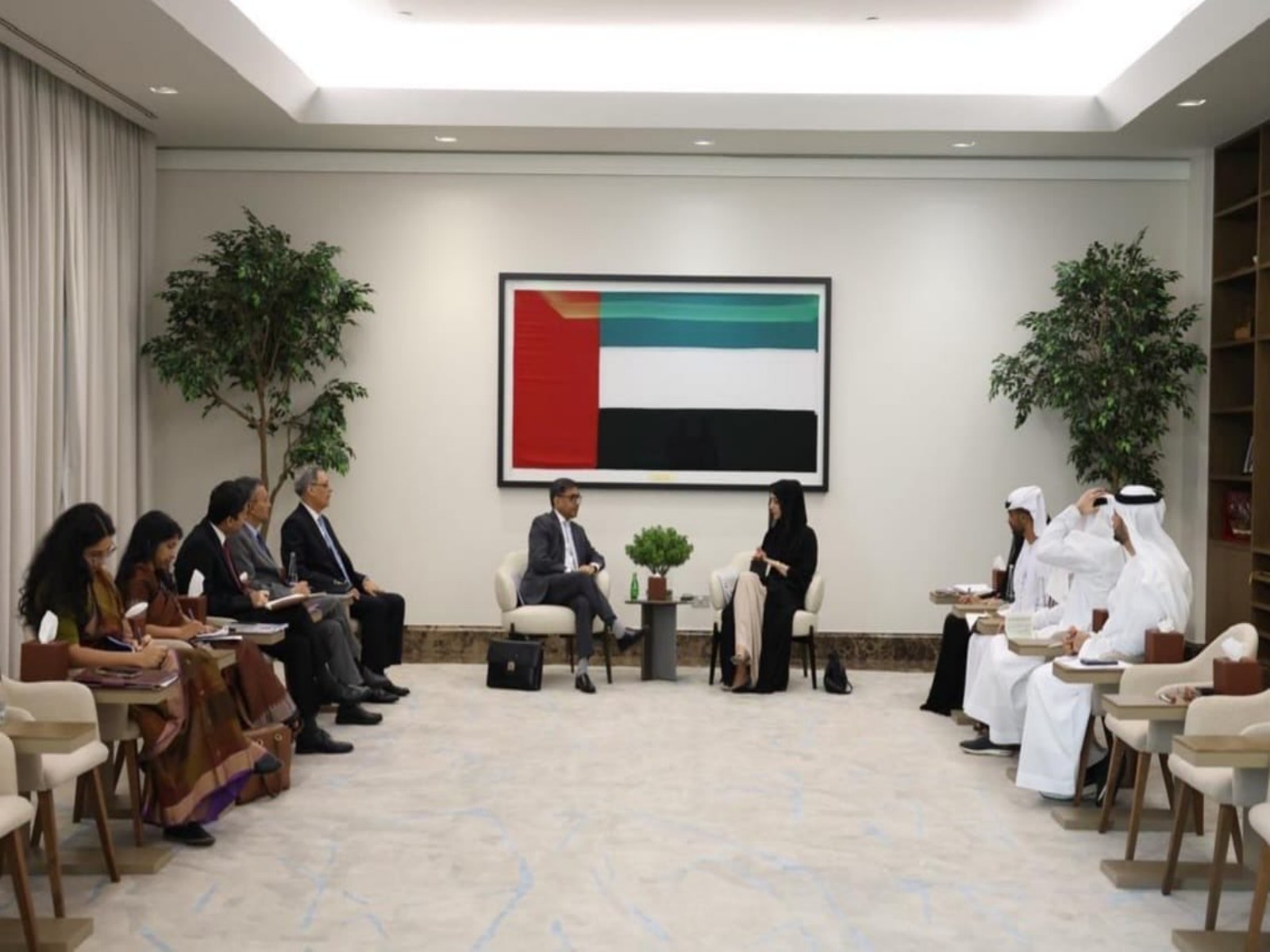 Foreign Secretary Vikram Misri with UAE's MoS for International Cooperation, Reem Al Hashimy (Photo/@MEAIndia)