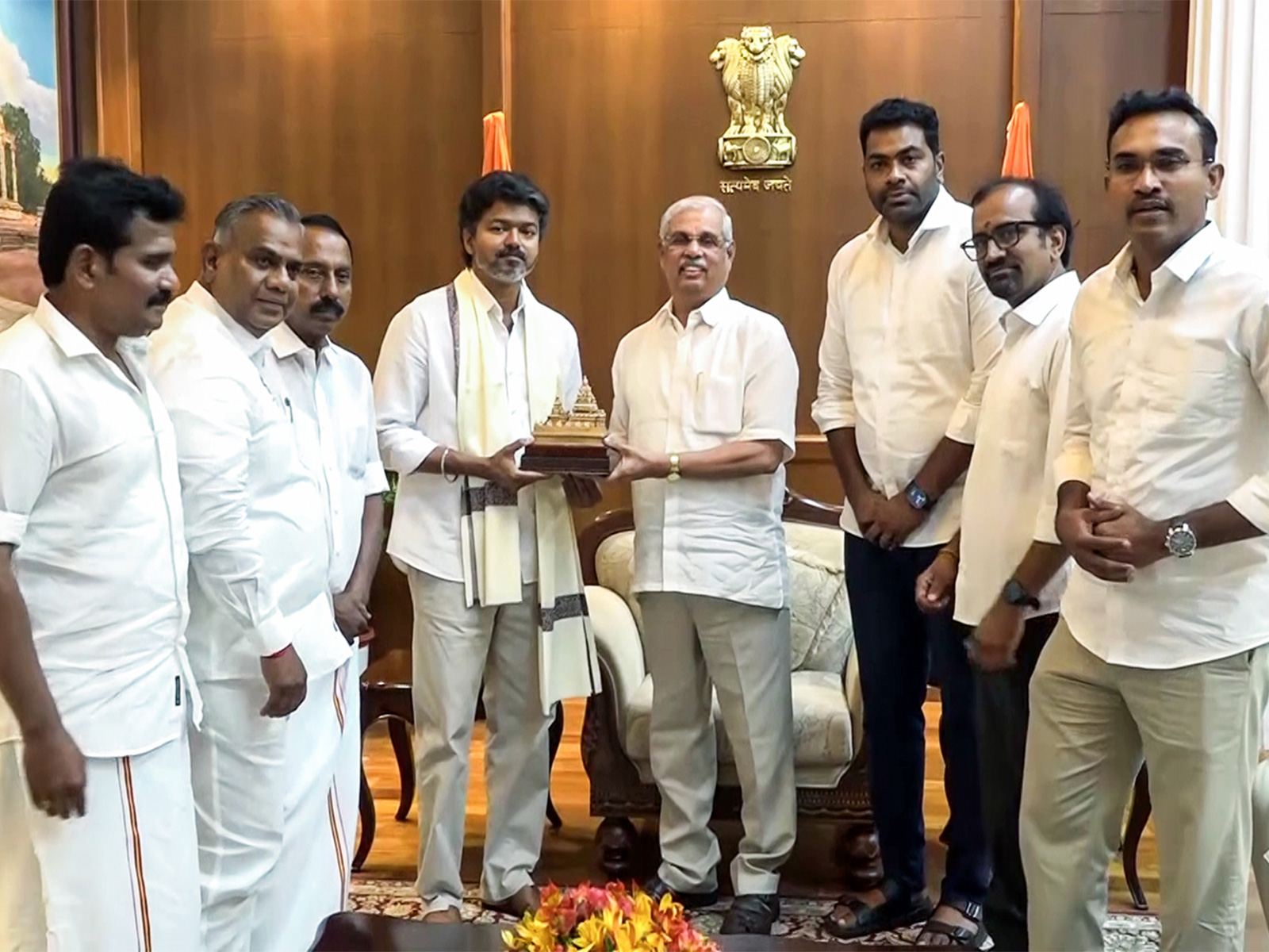 TVK chief Vijay with Tamil Nadu Governor Rajendra Arlekar (File Photo/ANI)