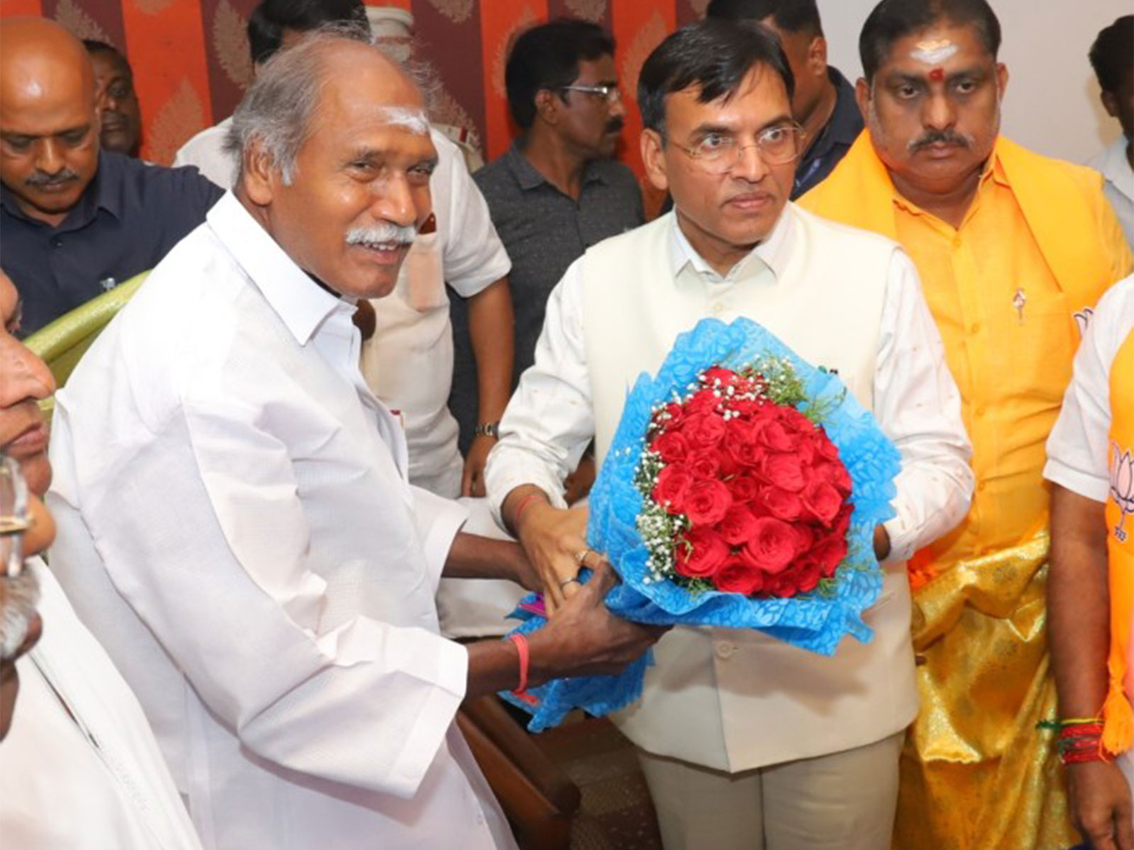 Incumbent Puducherry Chief Minister N Rangasamy and Home Minister A Namassivayam (Photo/BJP Puducherry)