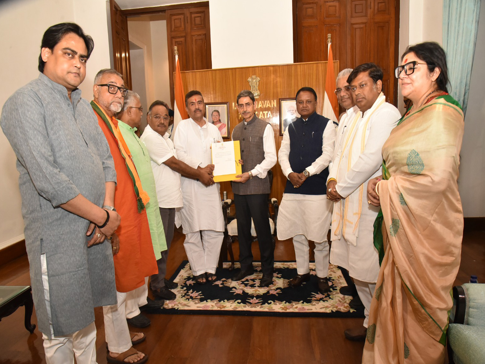 Bengal CM-elect Suvendu Adhikari meets Governor, stakes claim to form govt (Photo/Lok Bhawan) 